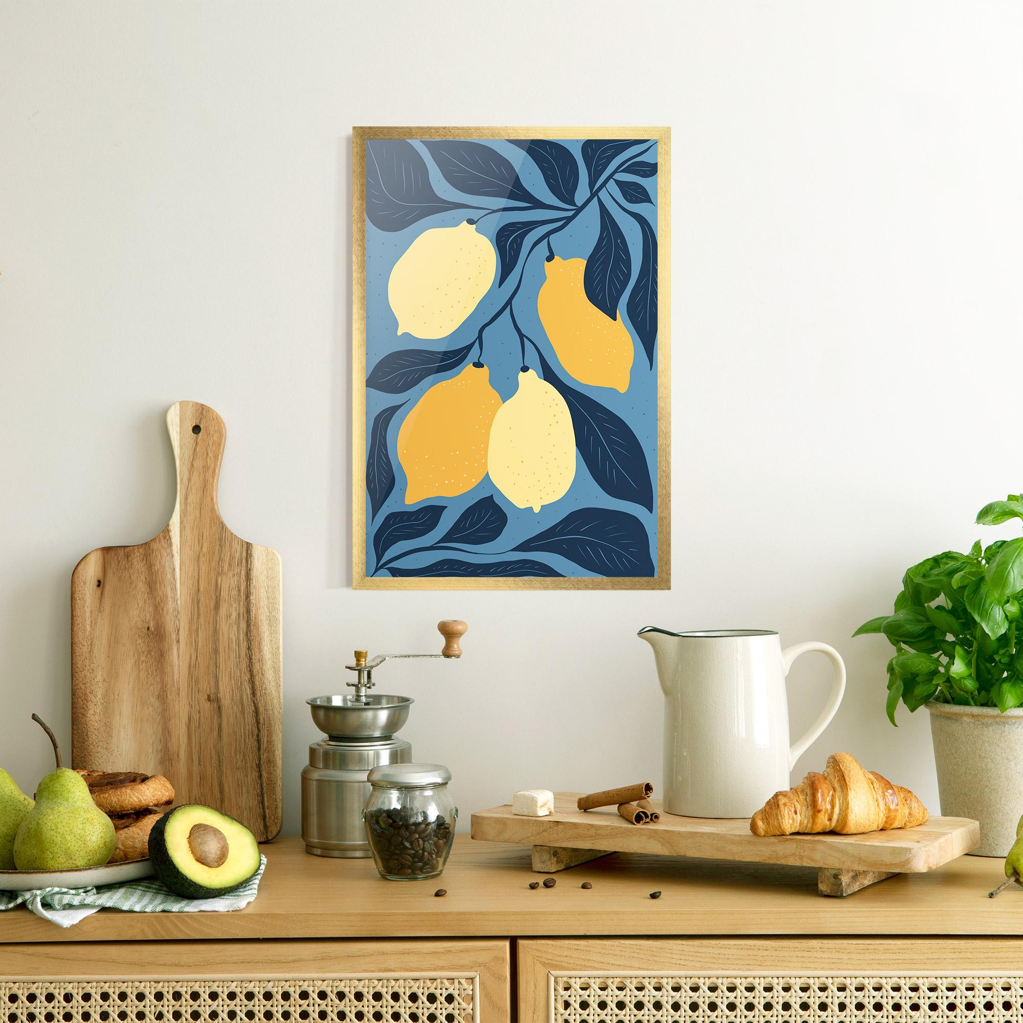 Keretezett Poszter Lemon On Blue mockup 8