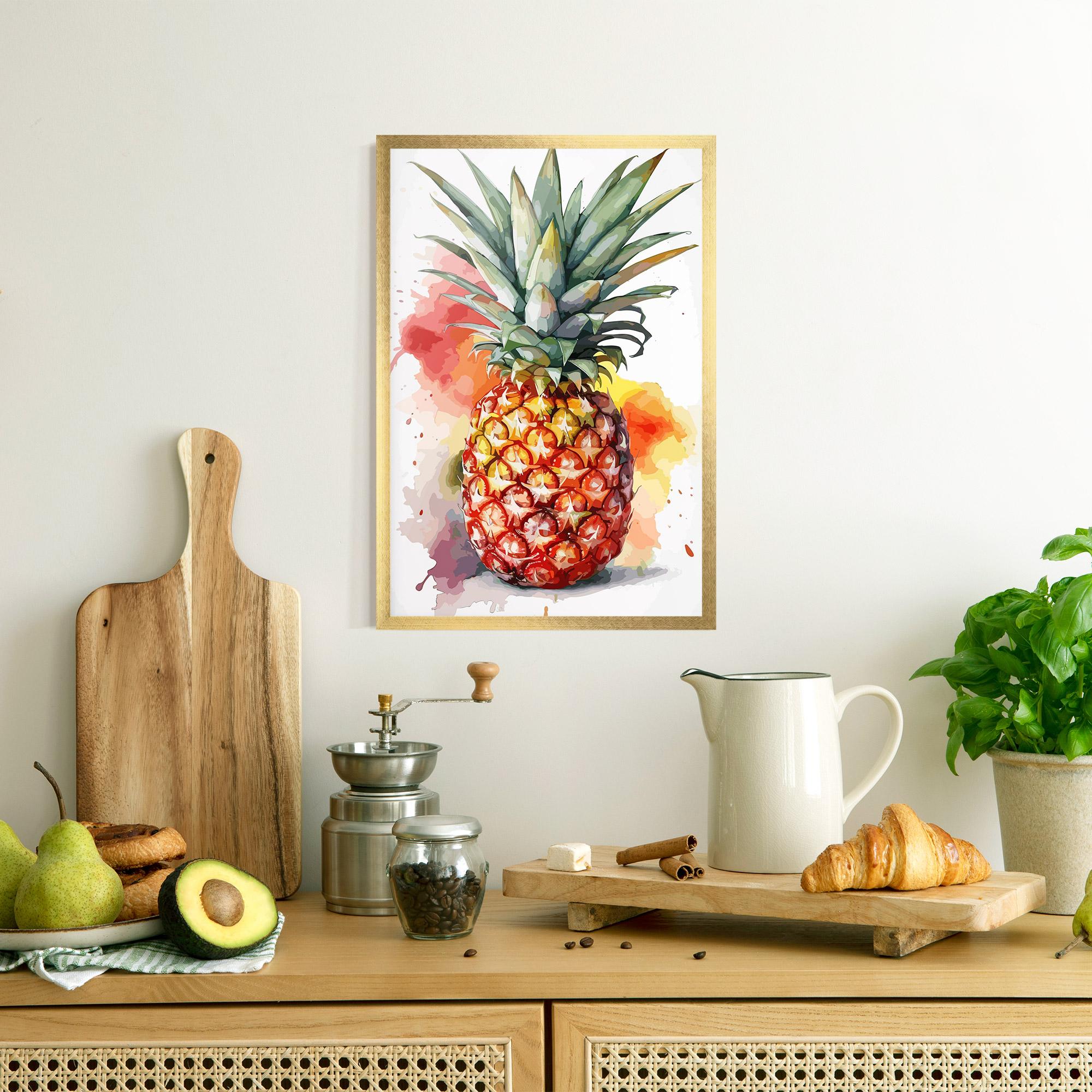 Keretezett Poszter Pineapple Watercolor mockup 8