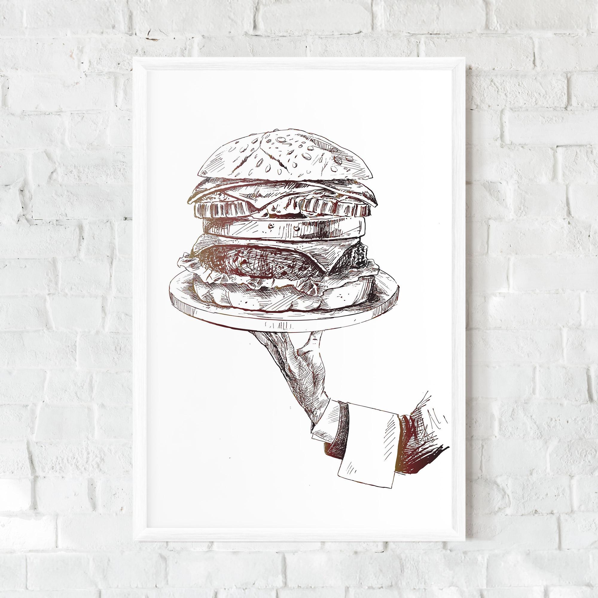 Keretezett Poszter Holding Hamburger mockup 0