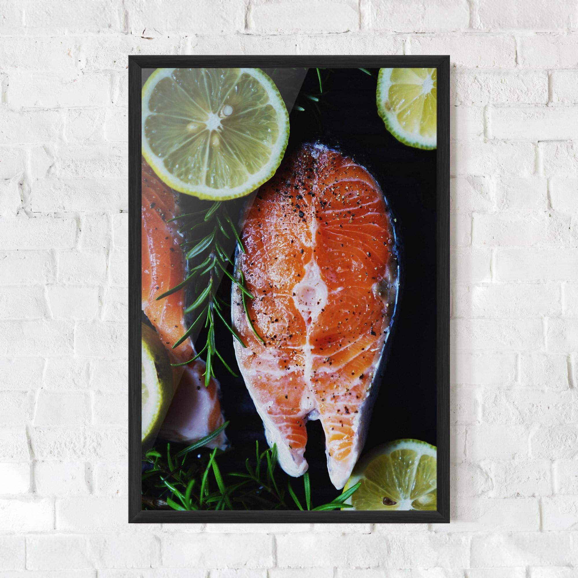 Keretezett Poszter Fish With Lemons mockup 0