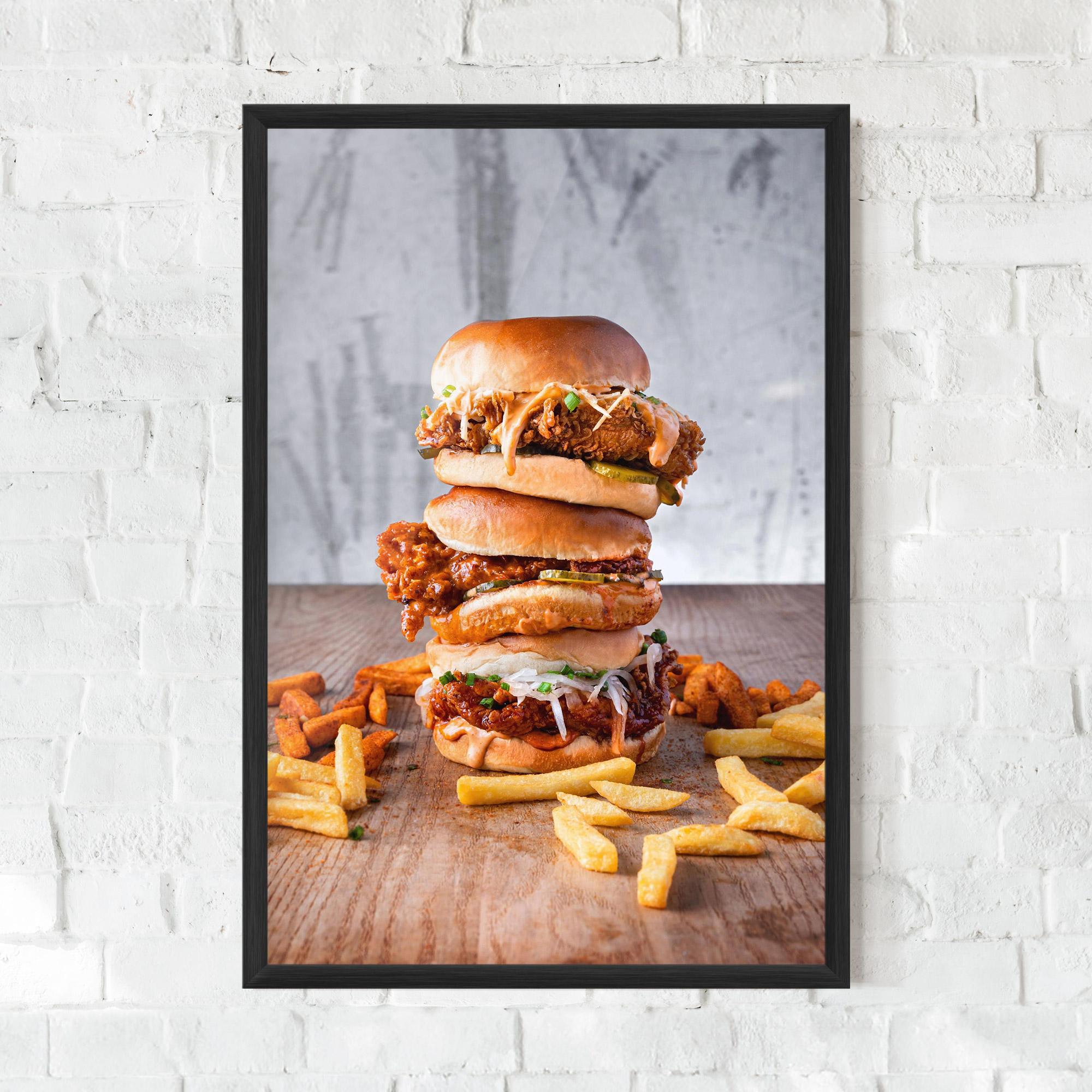 Keretezett Poszter Triple Hamburger mockup 0