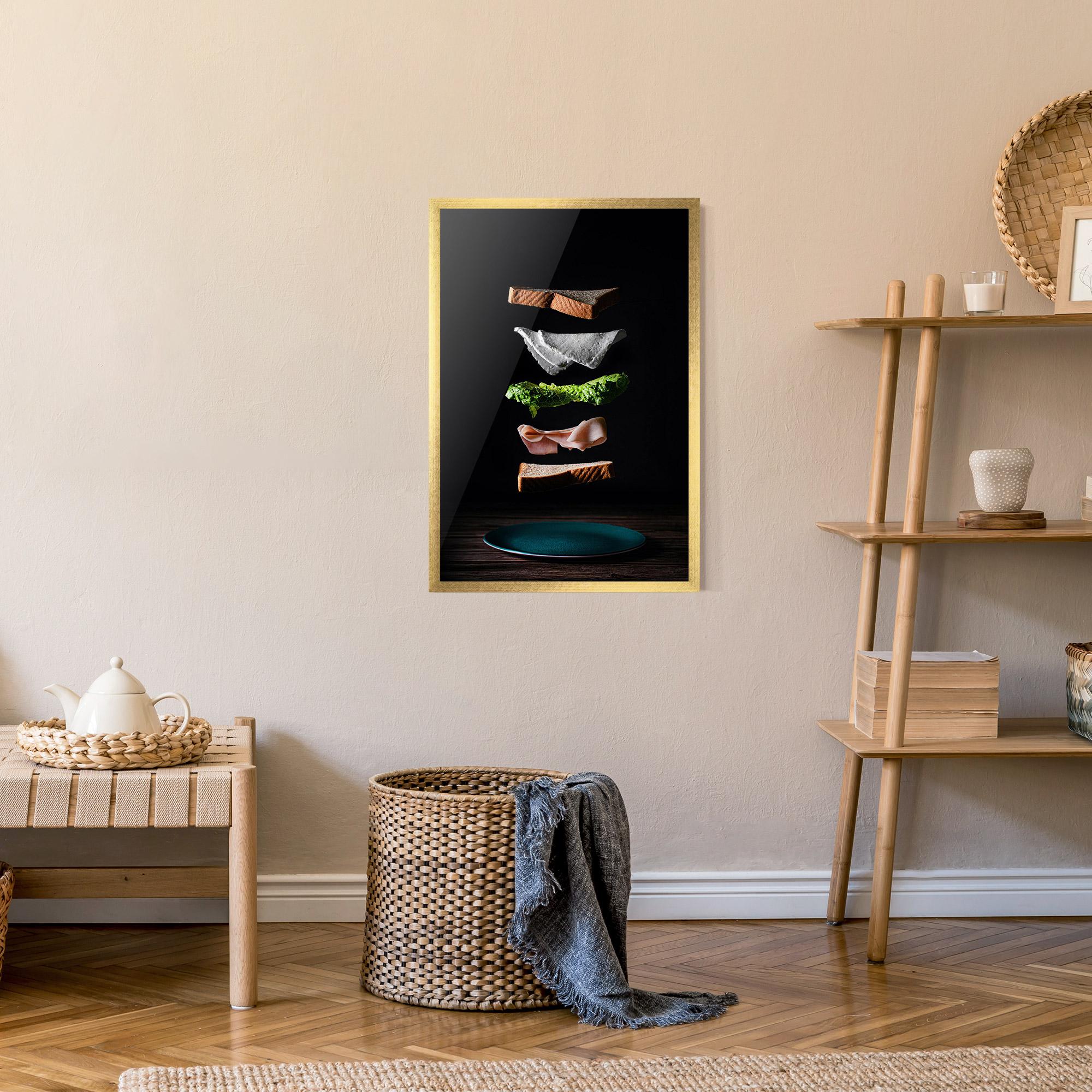 Keretezett Poszter Floating Sandwich mockup 9