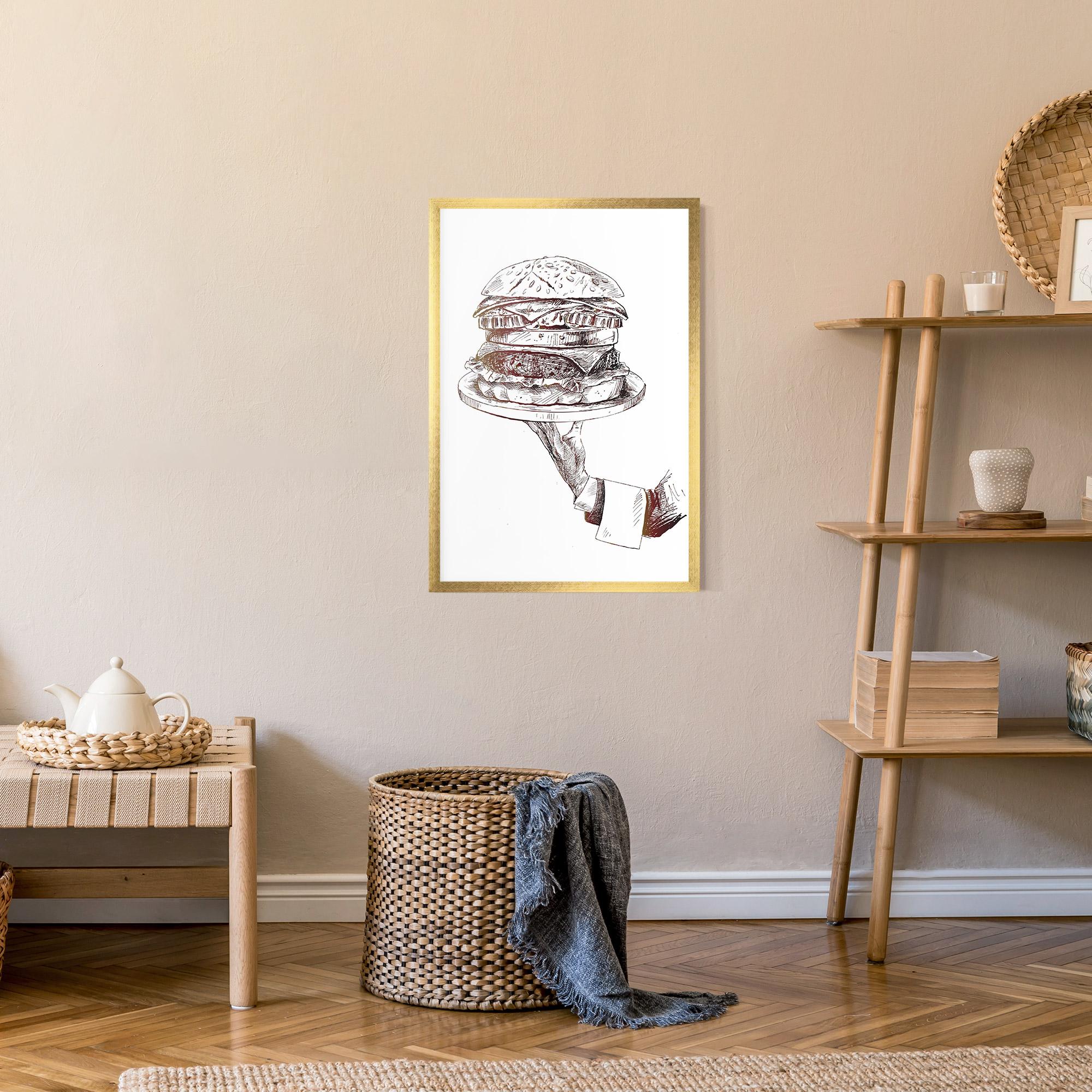 Keretezett Poszter Holding Hamburger mockup 9