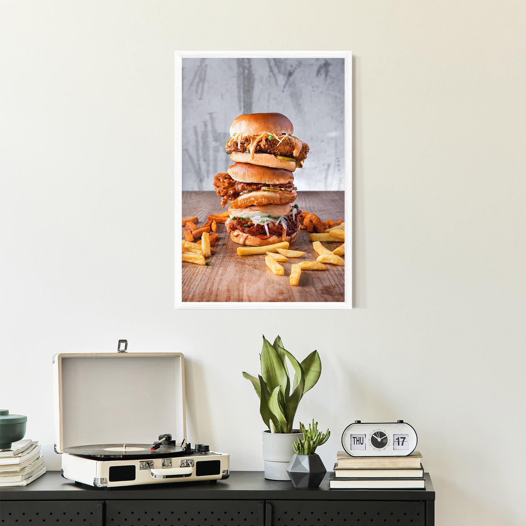 Keretezett Poszter Triple Hamburger mockup 2