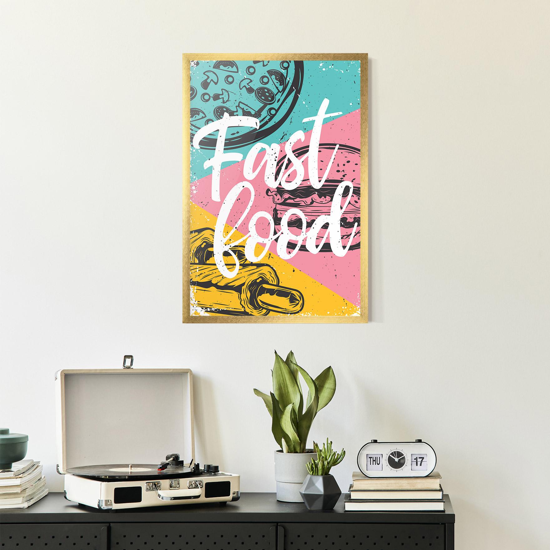 Keretezett Poszter Fast Food Pink mockup 2
