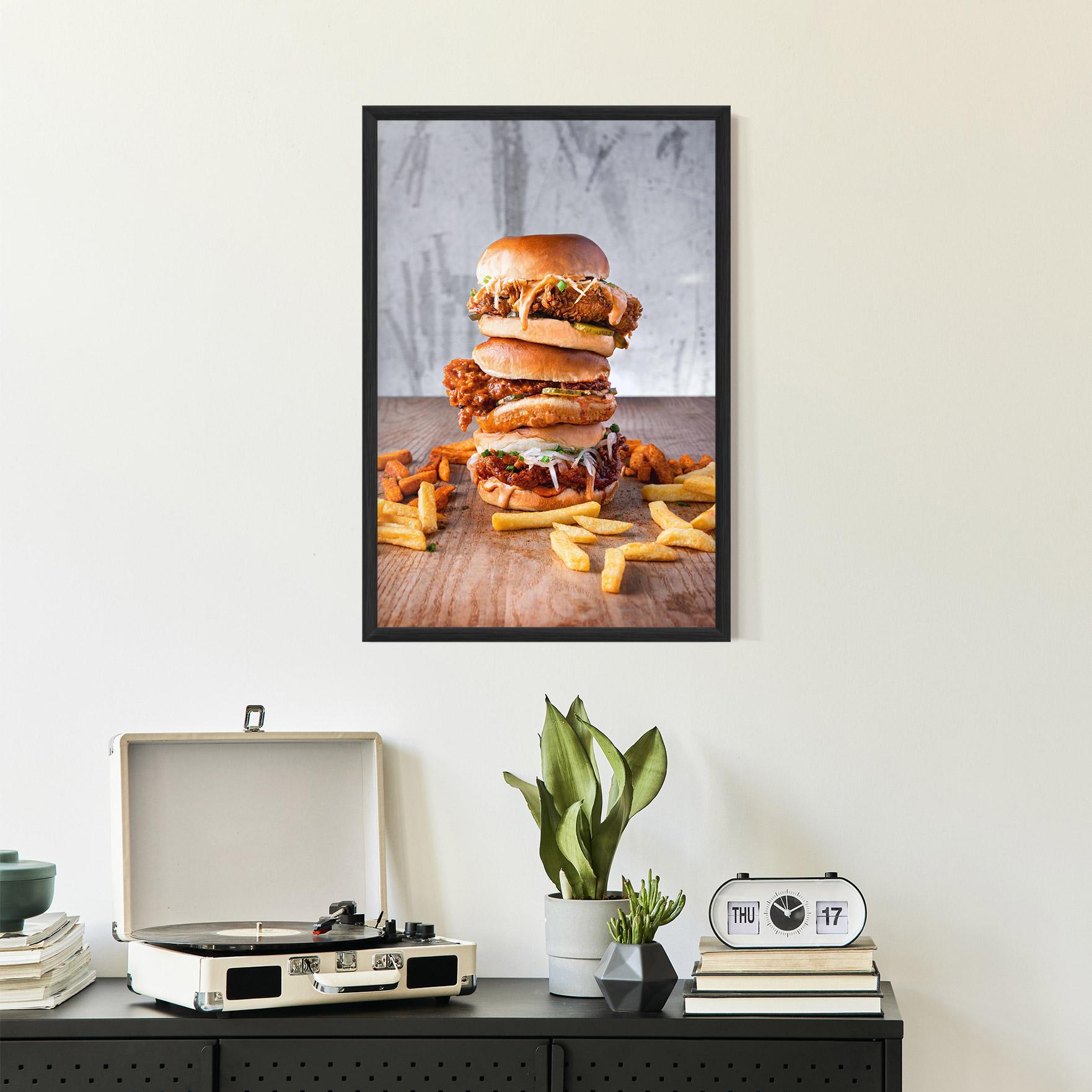 Keretezett Poszter Triple Hamburger mockup 2
