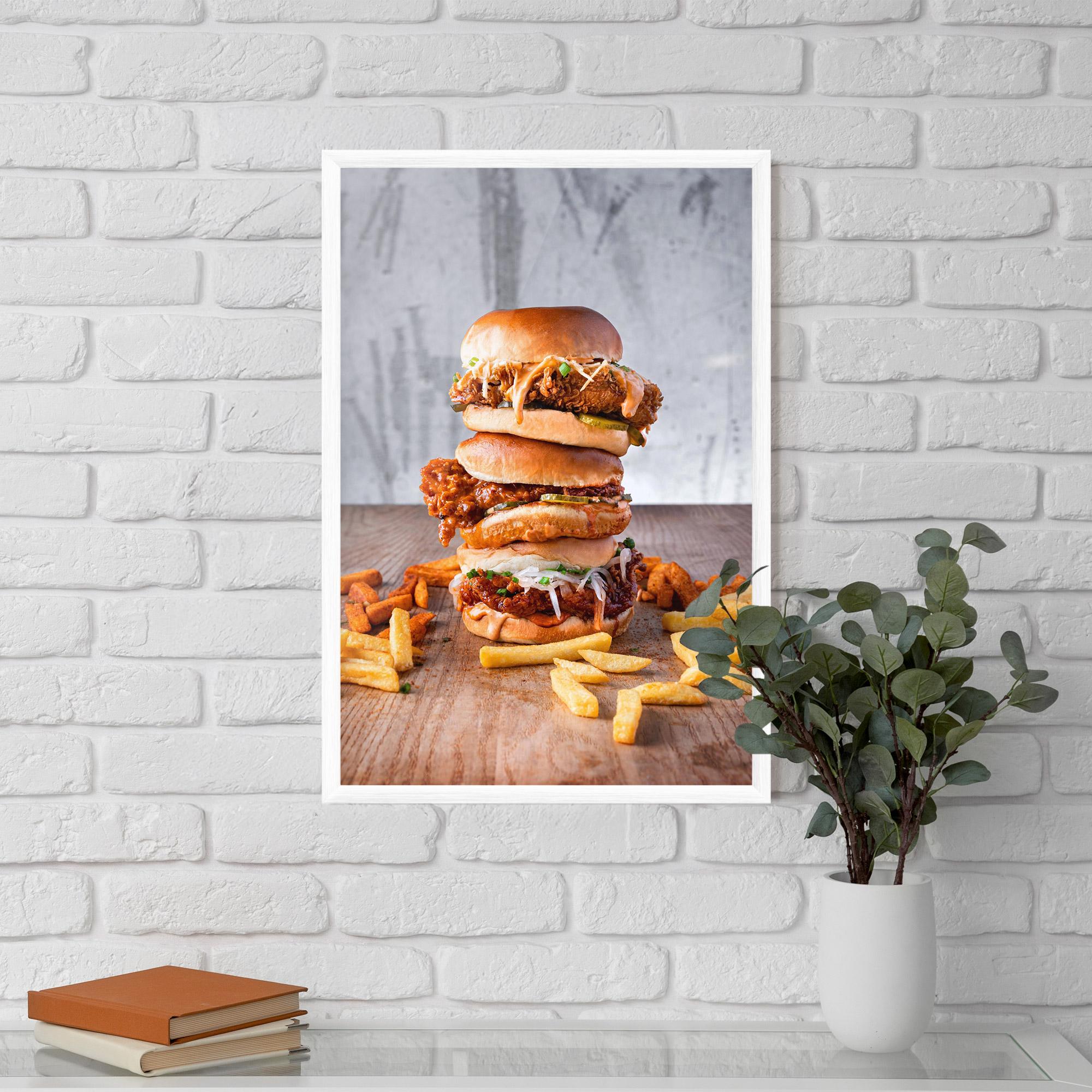 Keretezett Poszter Triple Hamburger mockup 5