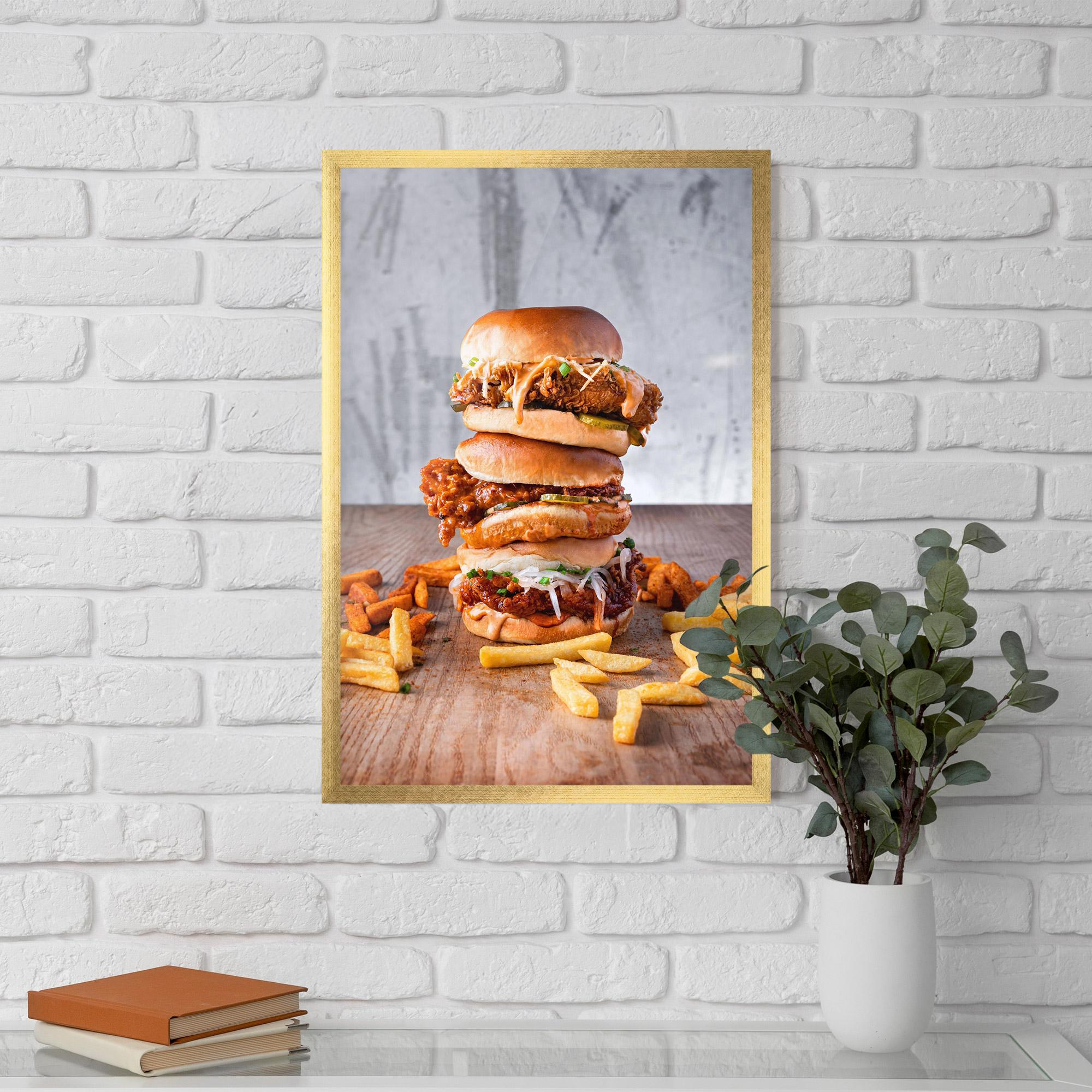 Keretezett Poszter Triple Hamburger mockup 5