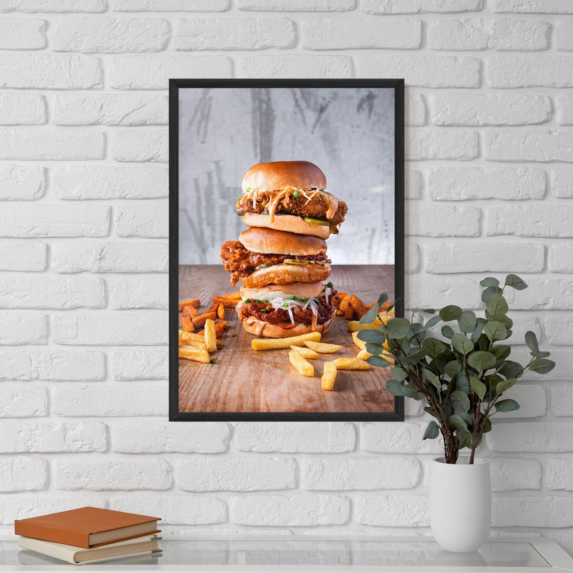 Keretezett Poszter Triple Hamburger mockup 5