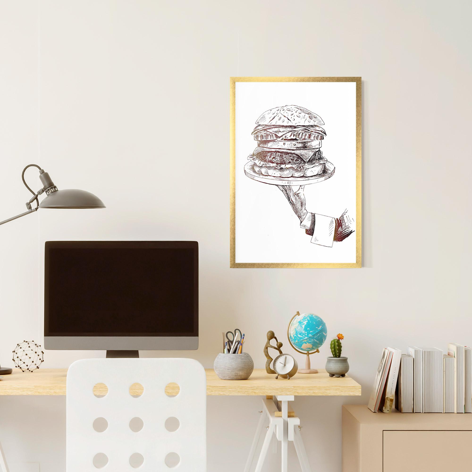 Keretezett Poszter Holding Hamburger mockup 6
