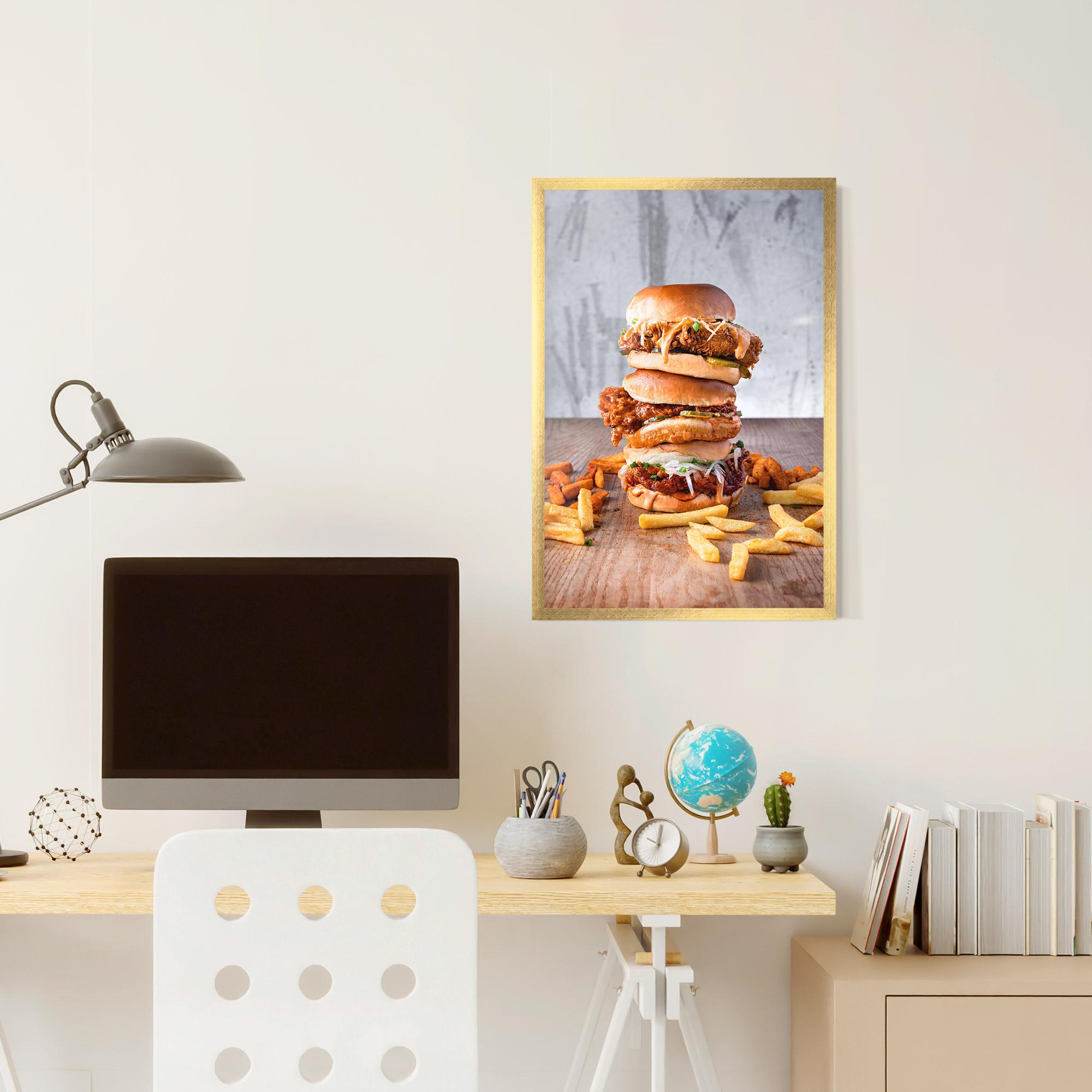 Keretezett Poszter Triple Hamburger mockup 6