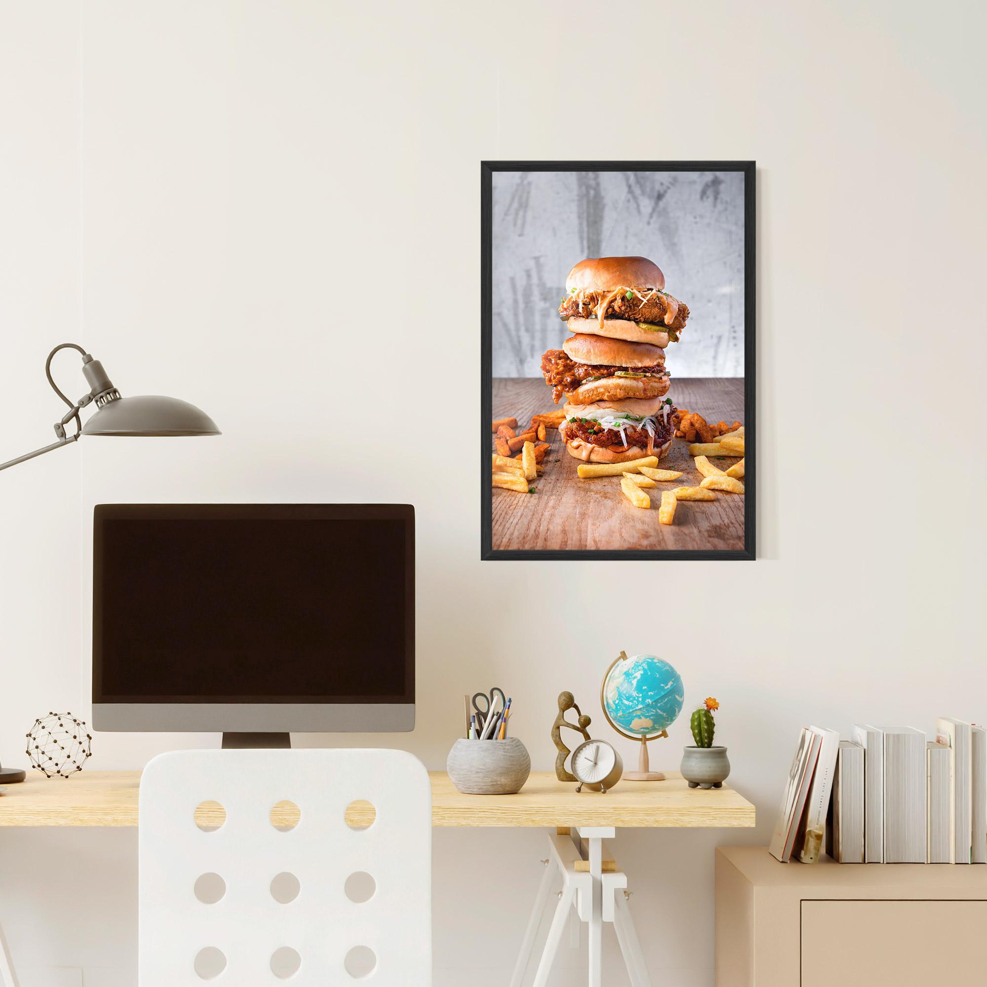 Keretezett Poszter Triple Hamburger mockup 6
