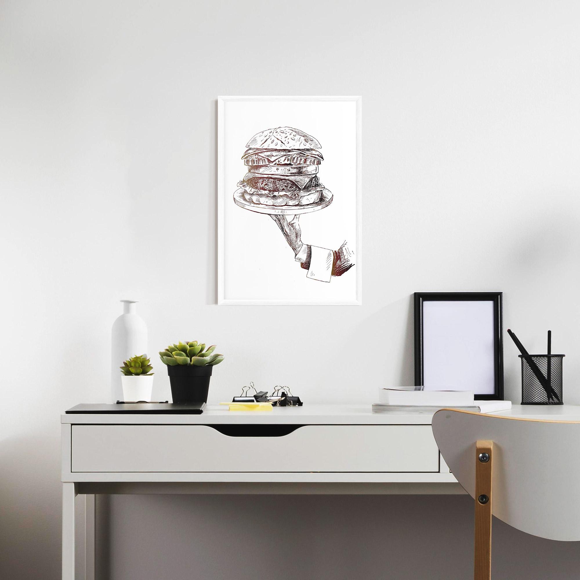Keretezett Poszter Holding Hamburger mockup 7