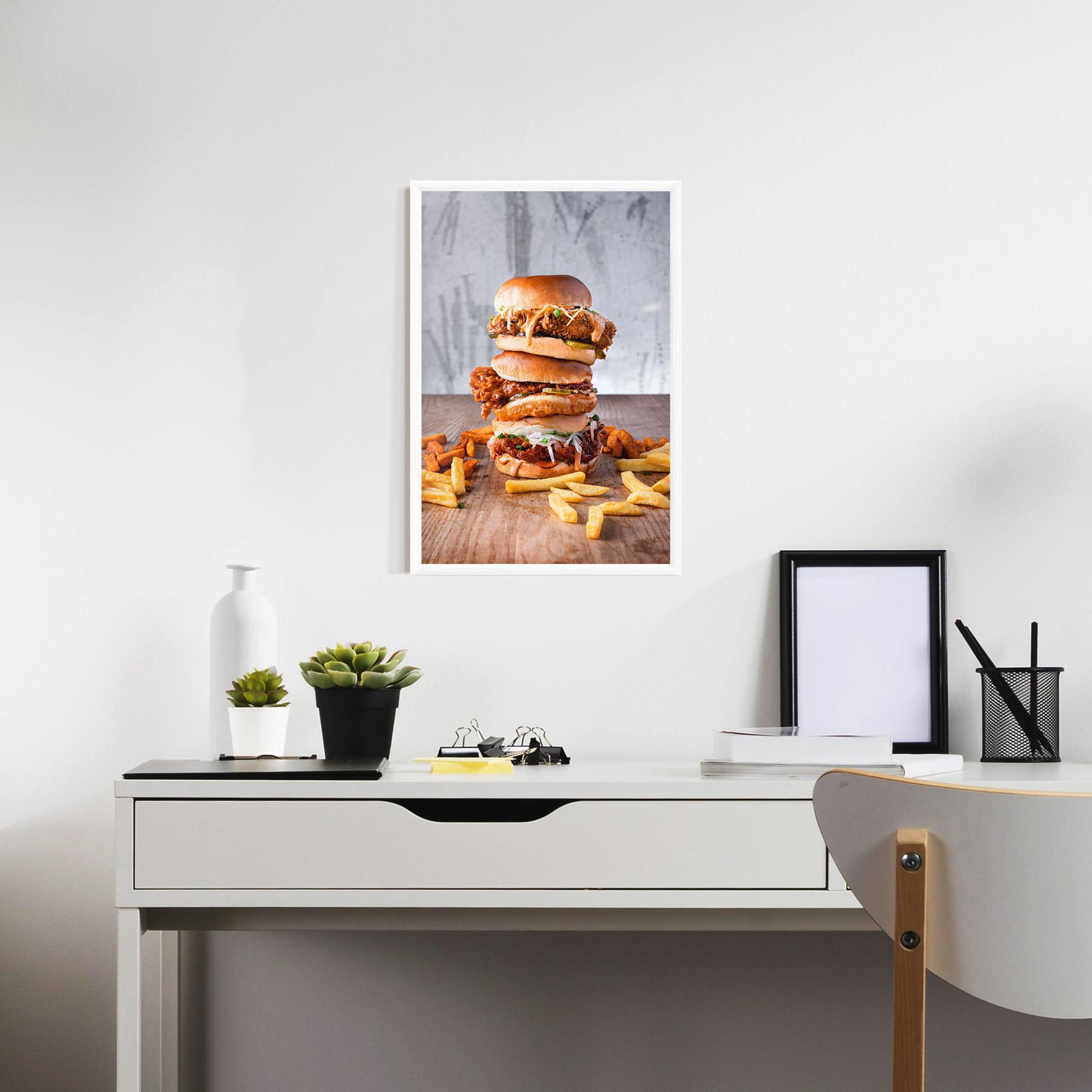 Keretezett Poszter Triple Hamburger mockup 7