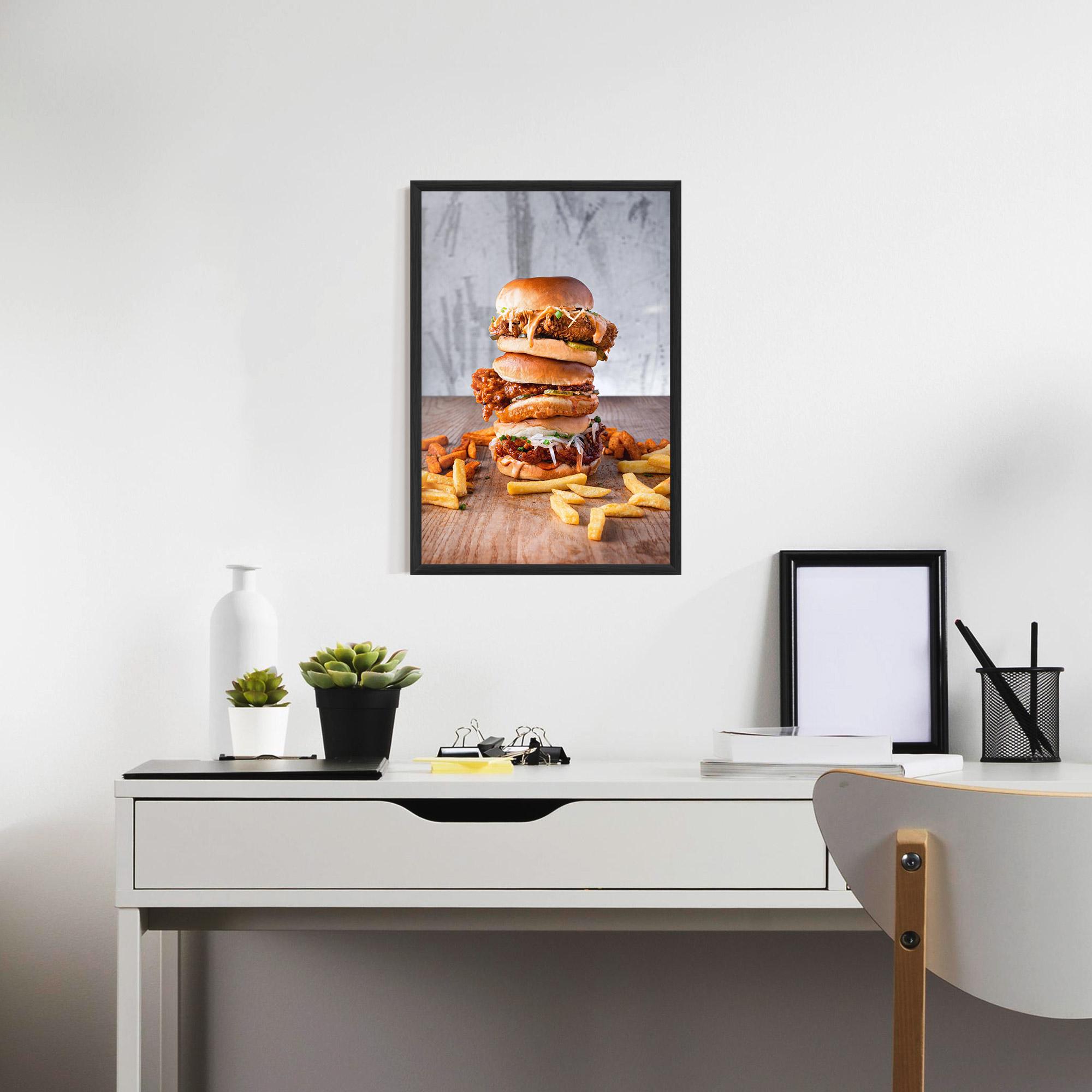 Keretezett Poszter Triple Hamburger mockup 7
