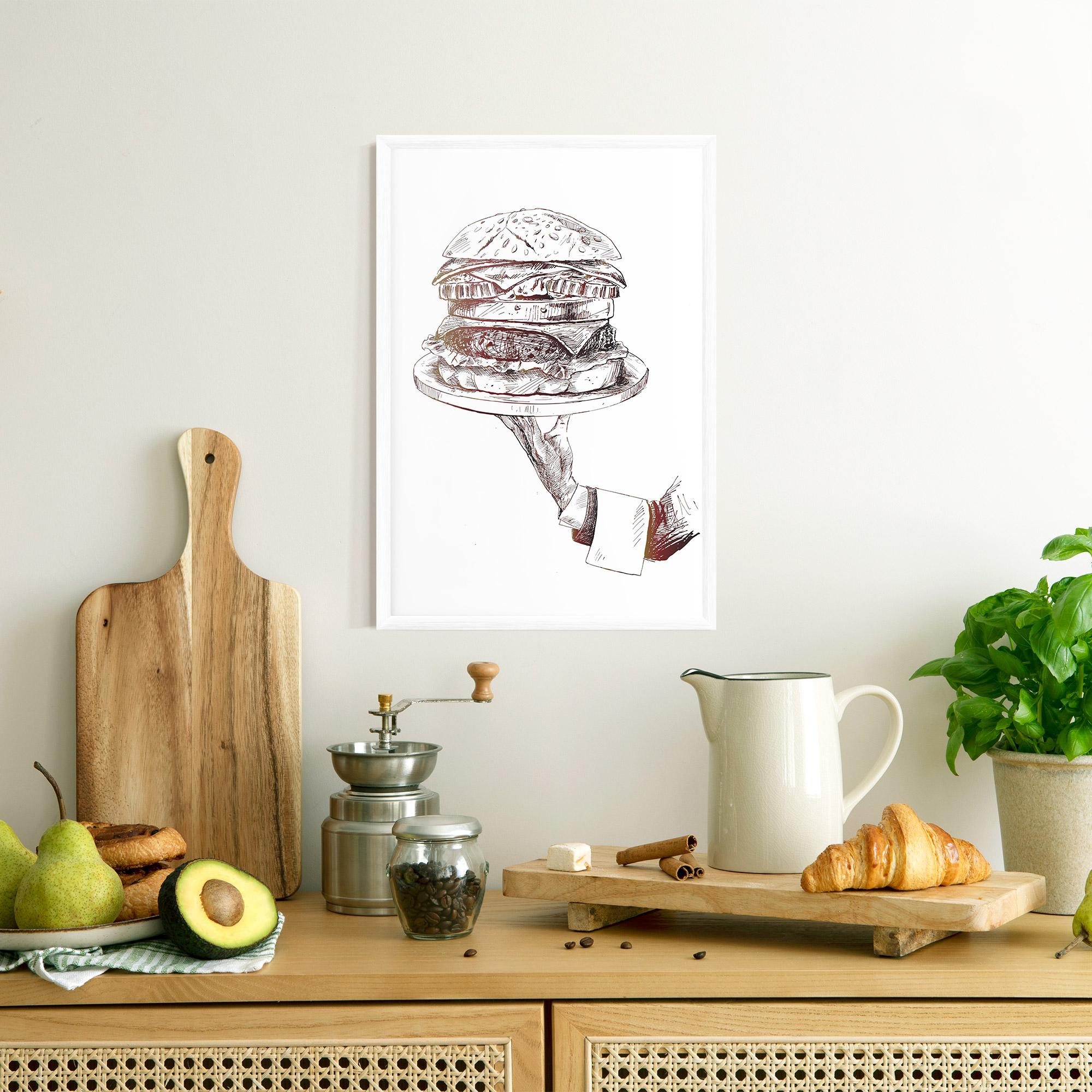 Keretezett Poszter Holding Hamburger mockup 8