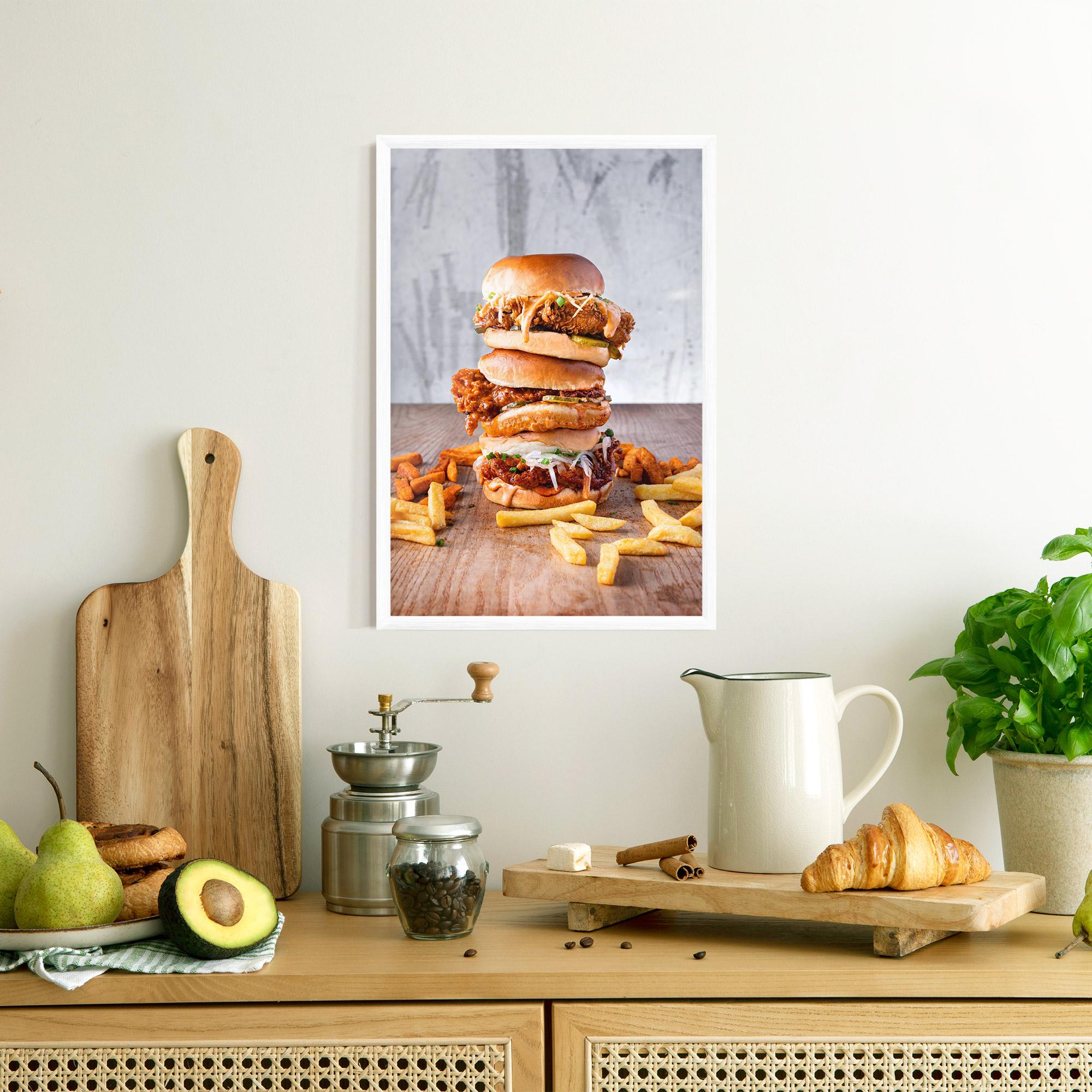 Keretezett Poszter Triple Hamburger mockup 8