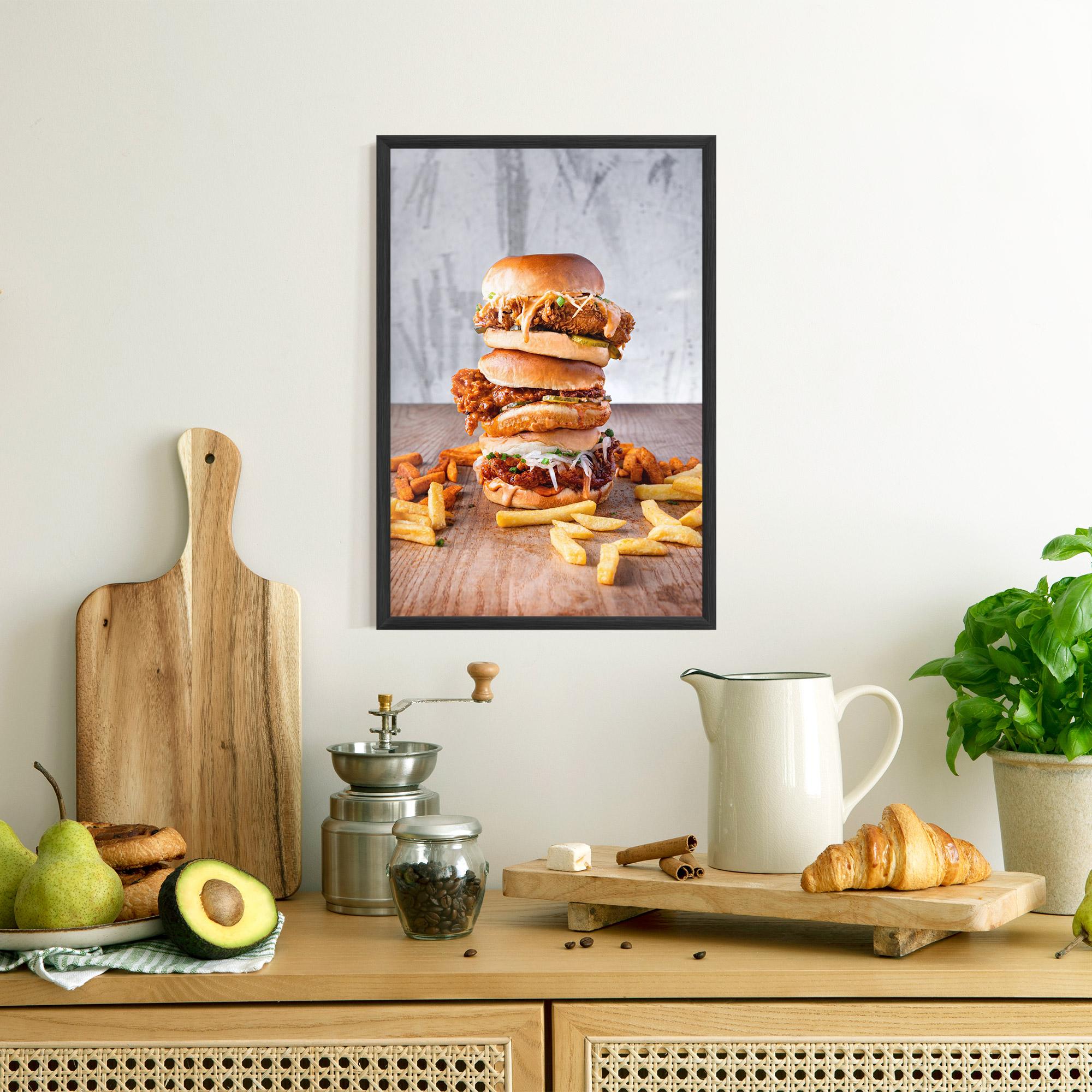 Keretezett Poszter Triple Hamburger mockup 8