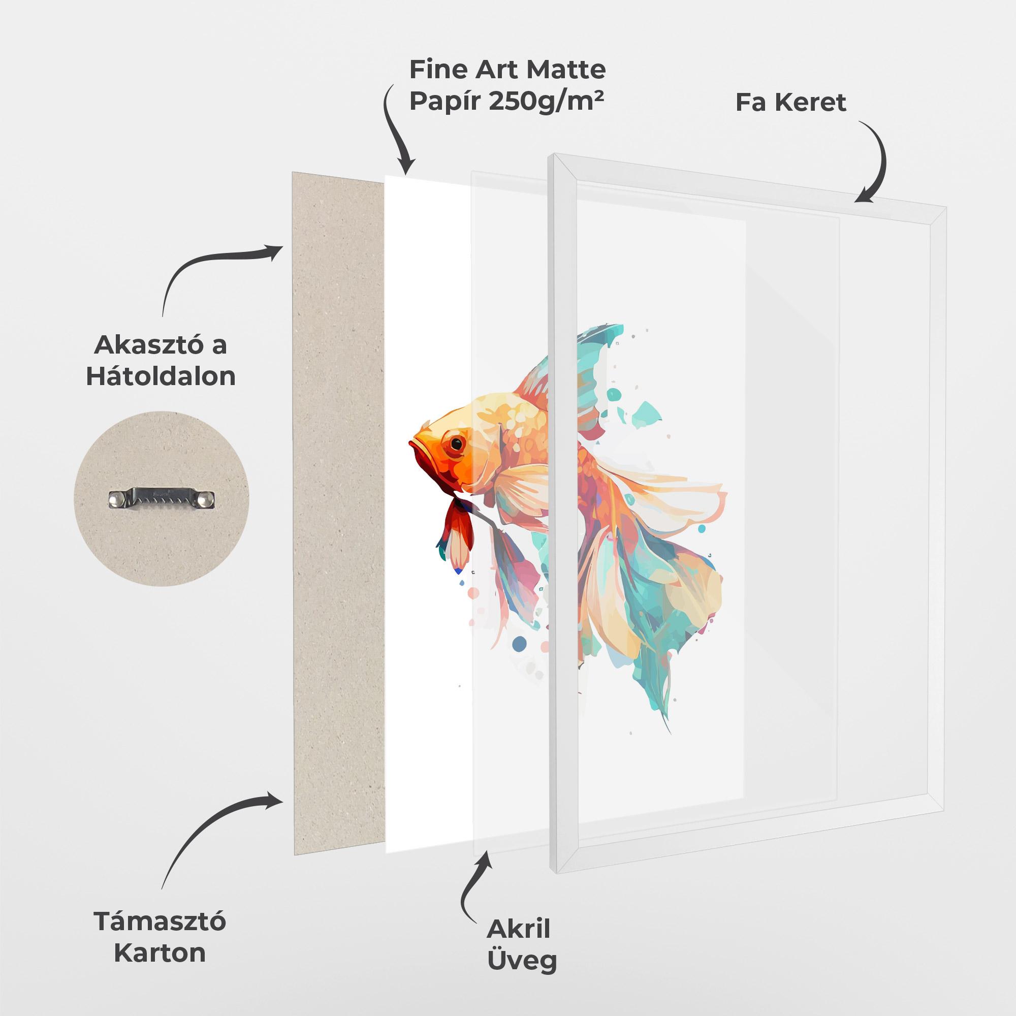 Keretezett Poszter Blue Orange Fish mockup 1