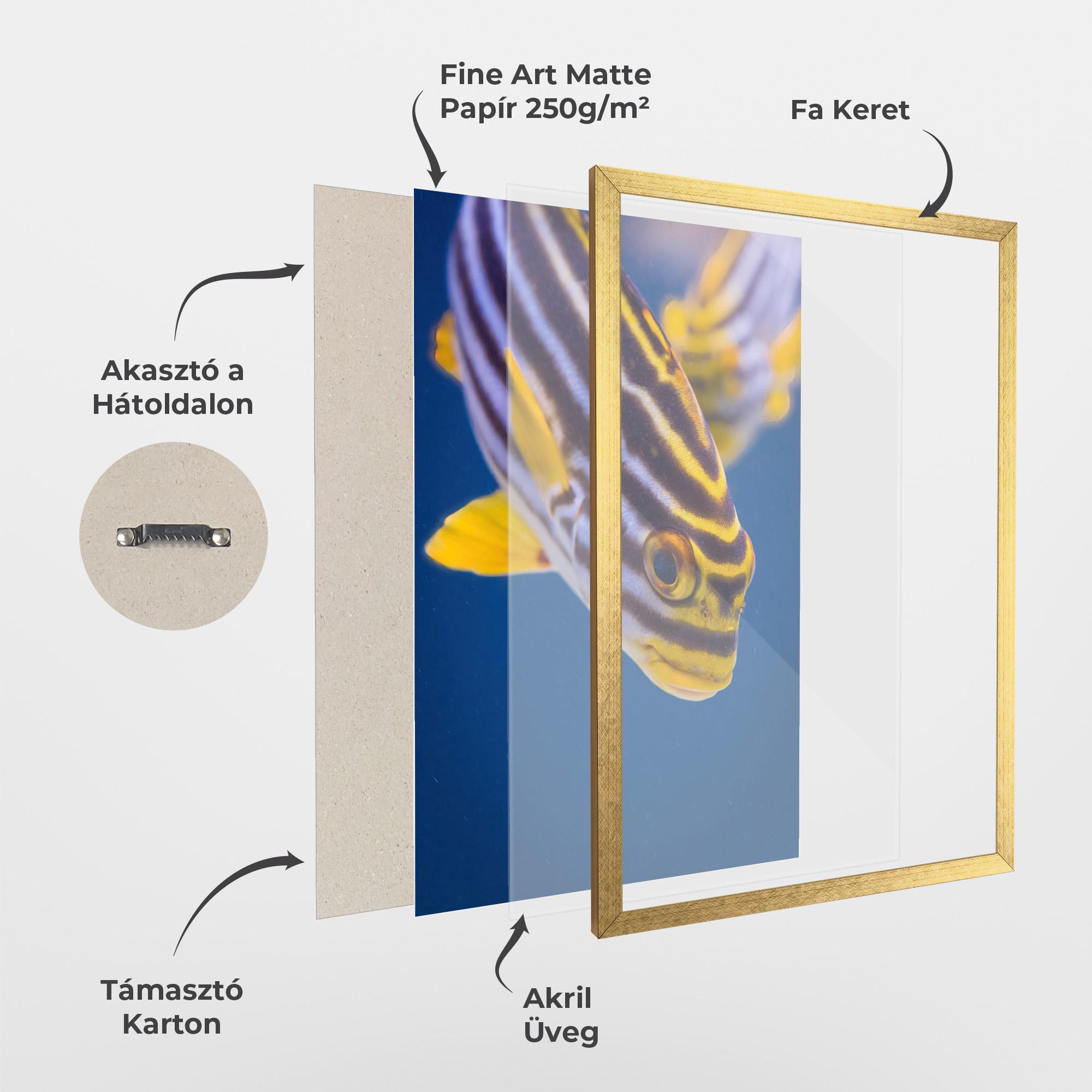 Keretezett Poszter Purple Yellow Fish mockup 1