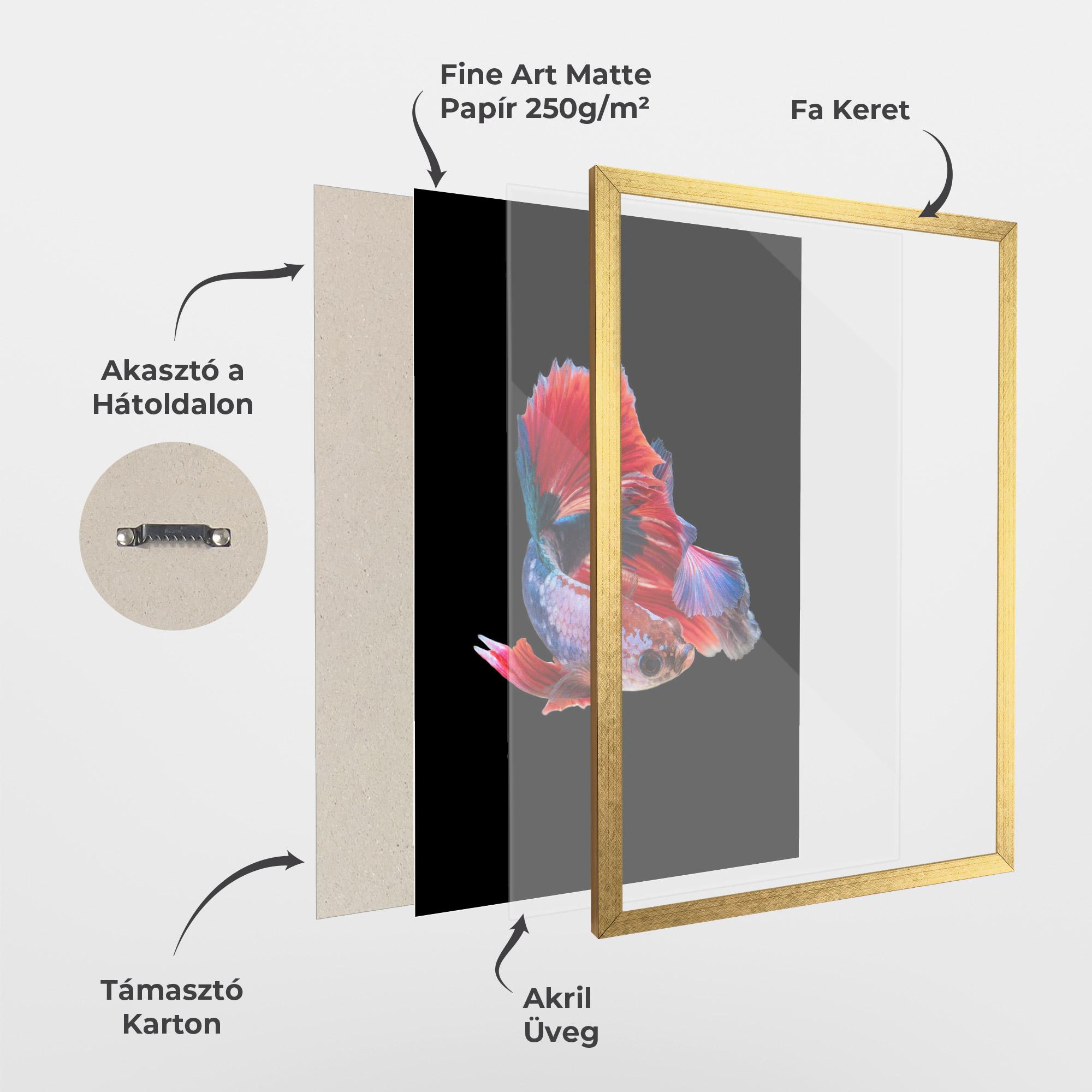 Keretezett Poszter Red Black Betta mockup 1