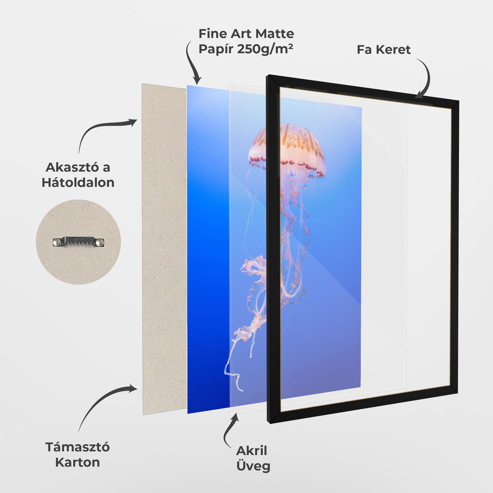 Keretezett Poszter Pretty White Jellyfish mockup 1