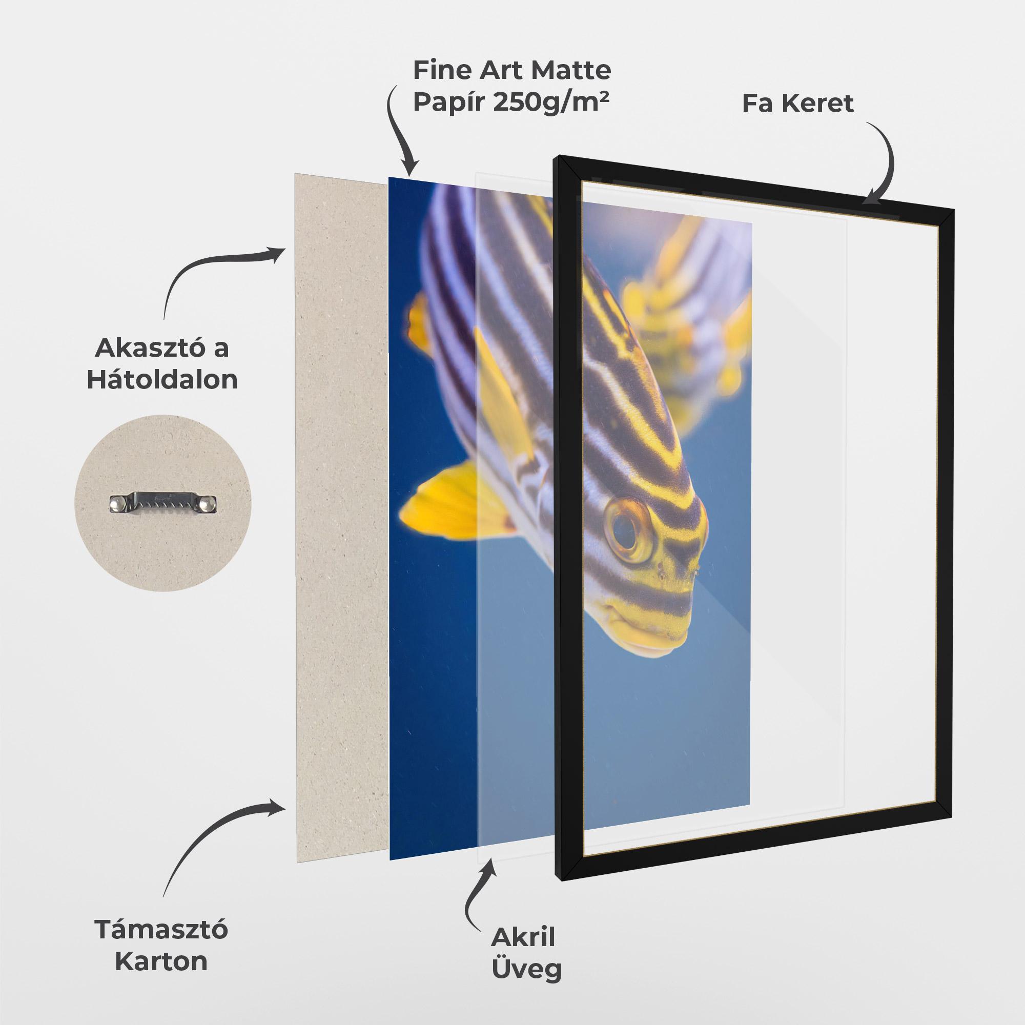 Keretezett Poszter Purple Yellow Fish mockup 1