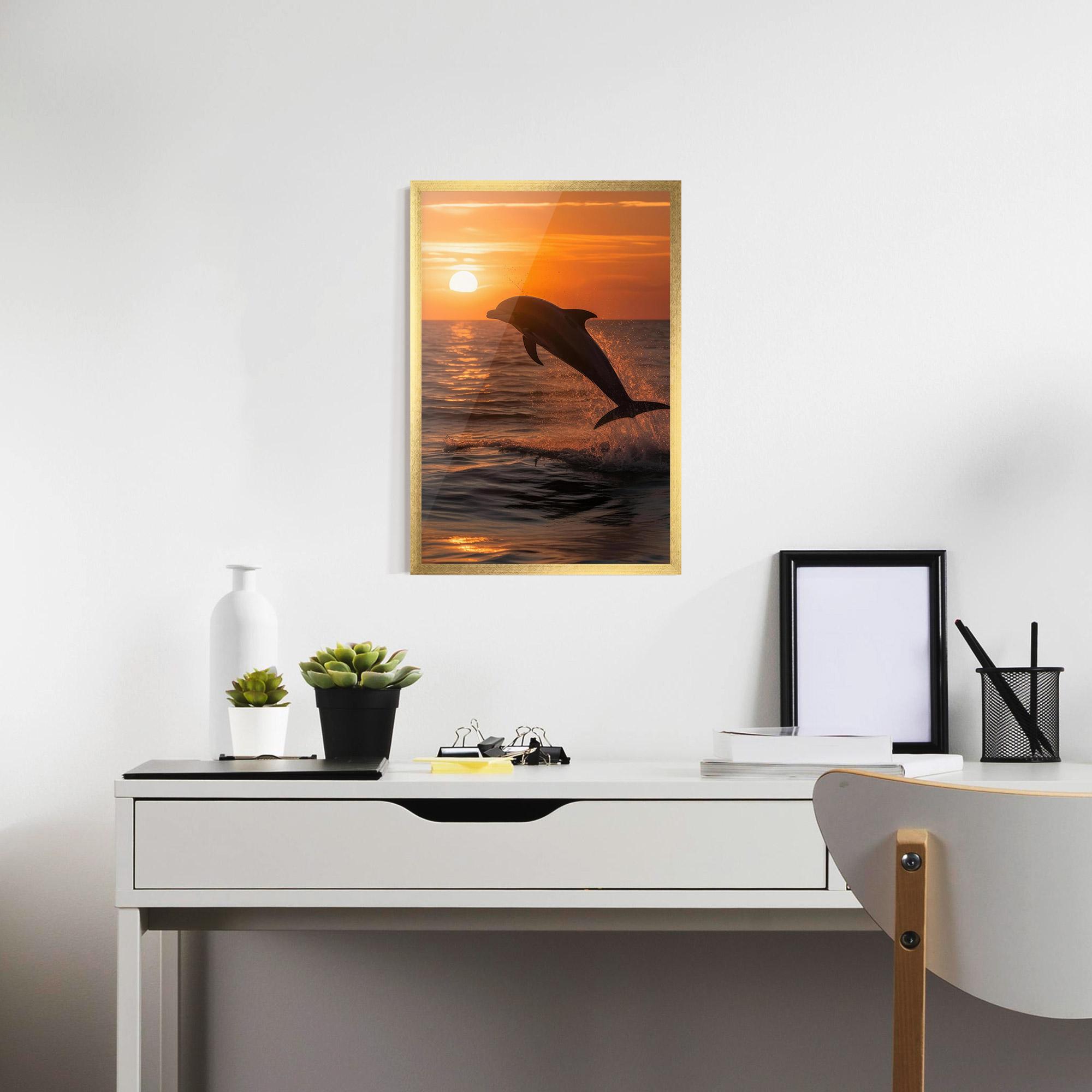 Keretezett Poszter Dolphin Jump mockup 7