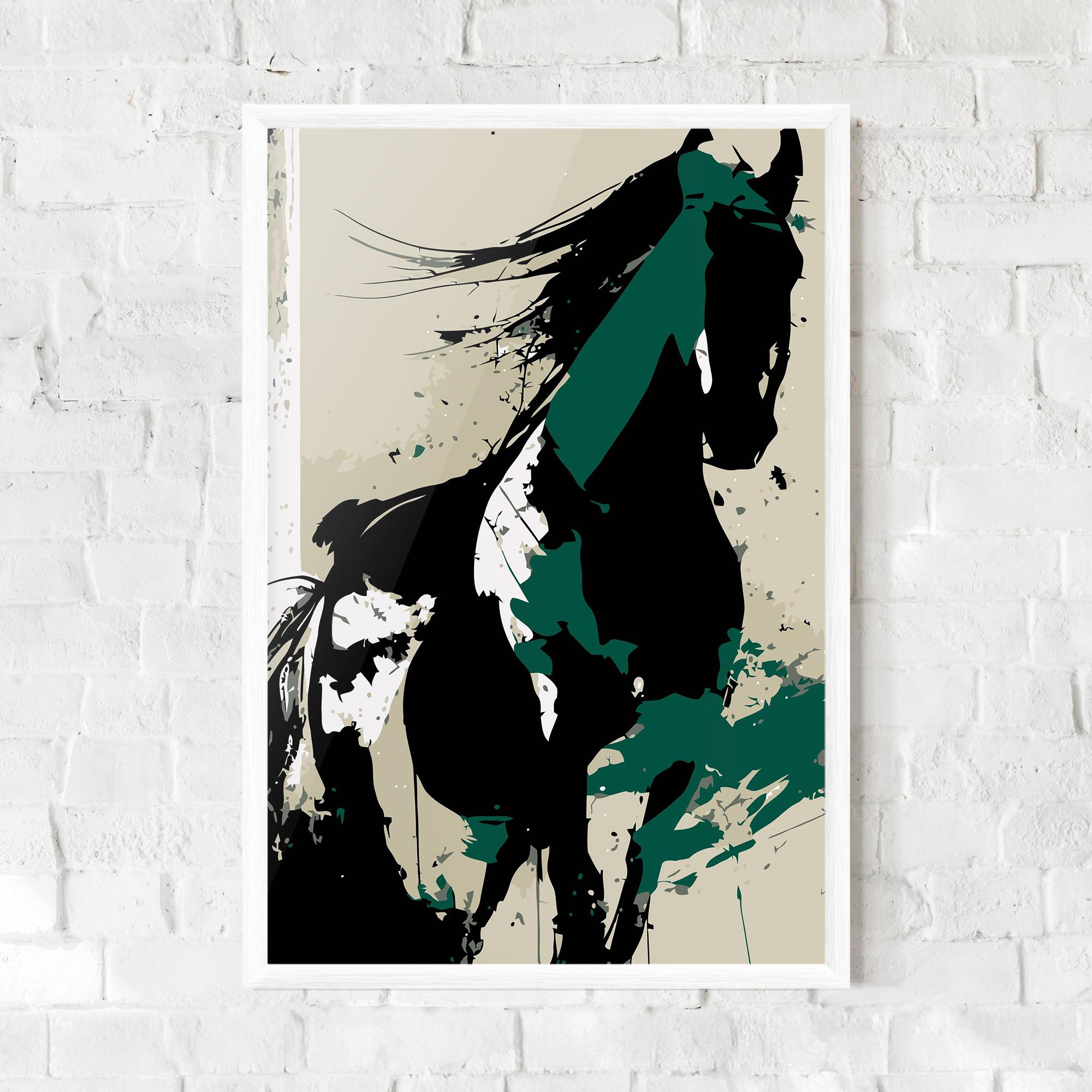 Keretezett Poszter Black Green Horse mockup 0