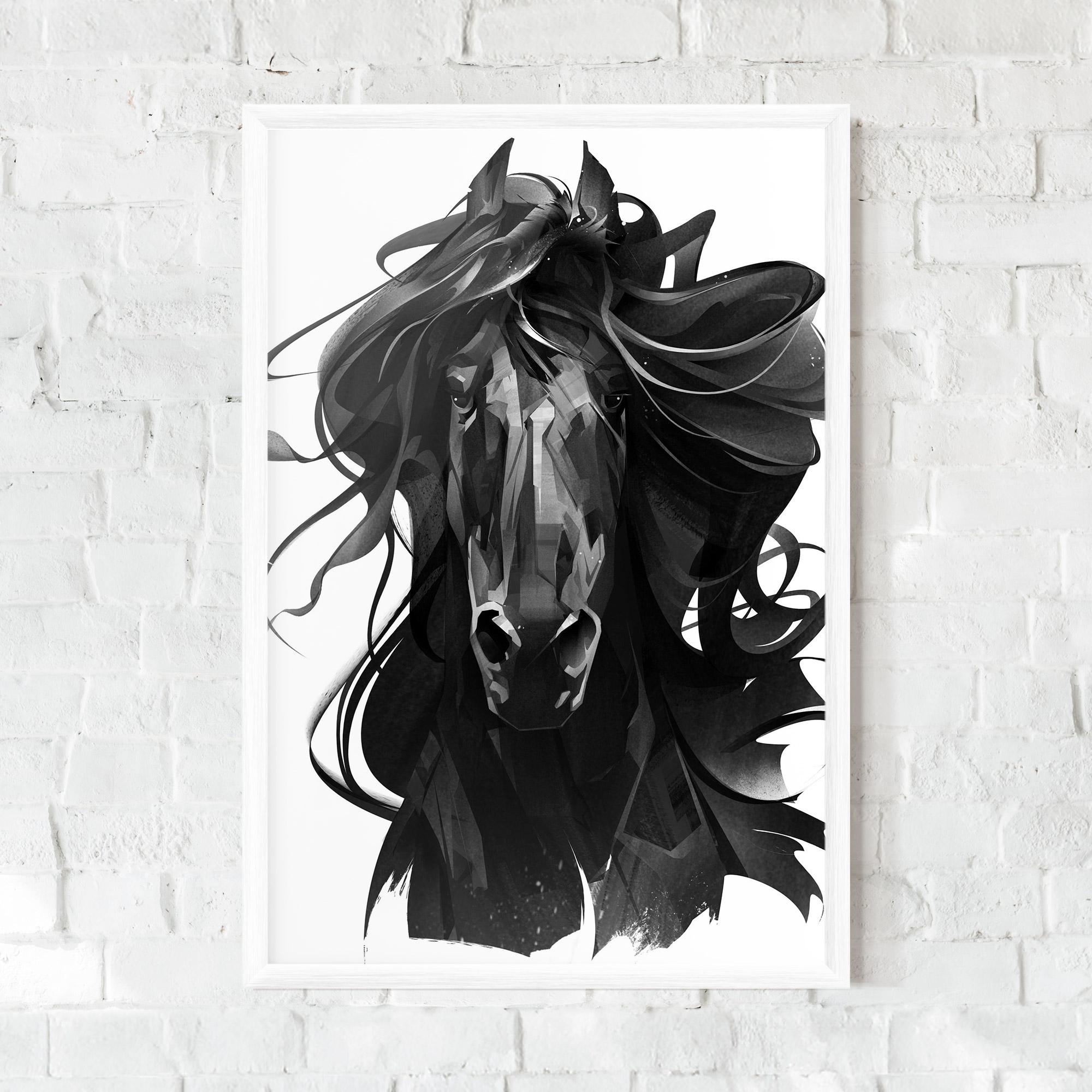 Keretezett Poszter Black Horse Portrait mockup 0