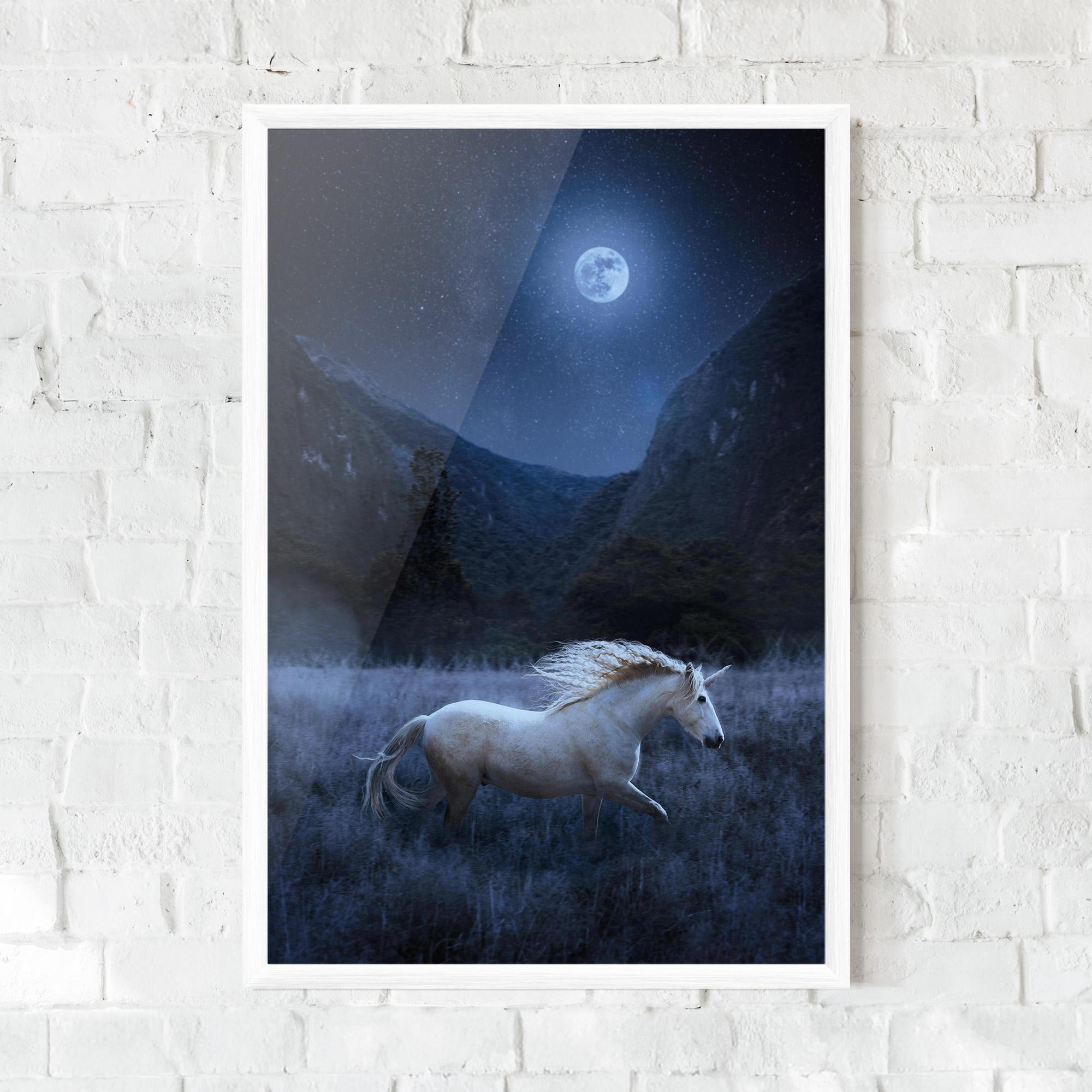 Keretezett Poszter Blue Moon Unicorn mockup 0