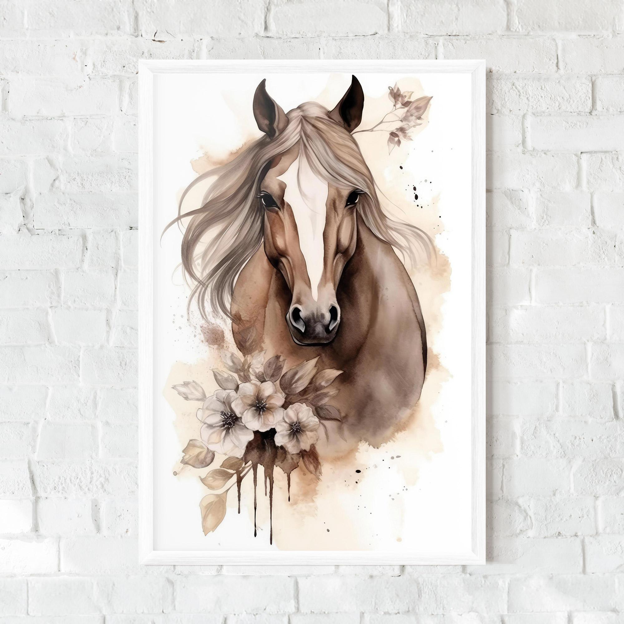 Keretezett Poszter Flower Brown Horse mockup 0