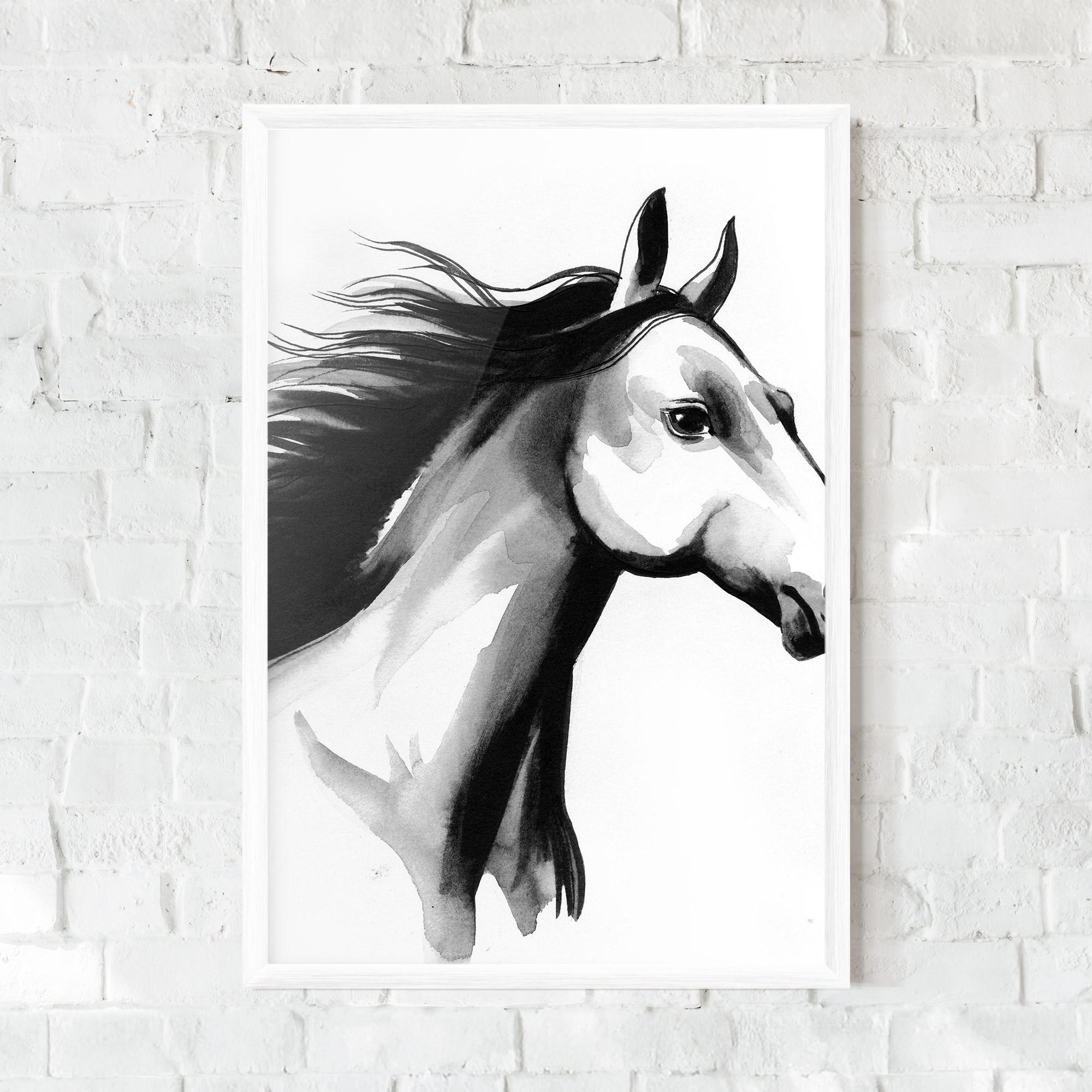 Keretezett Poszter Ink Watercolor Horse mockup 0
