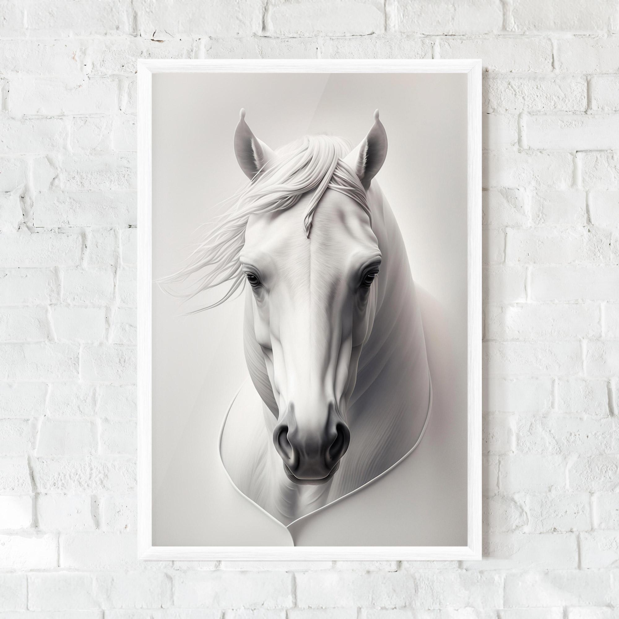 Keretezett Poszter White Horse Portrait mockup 0