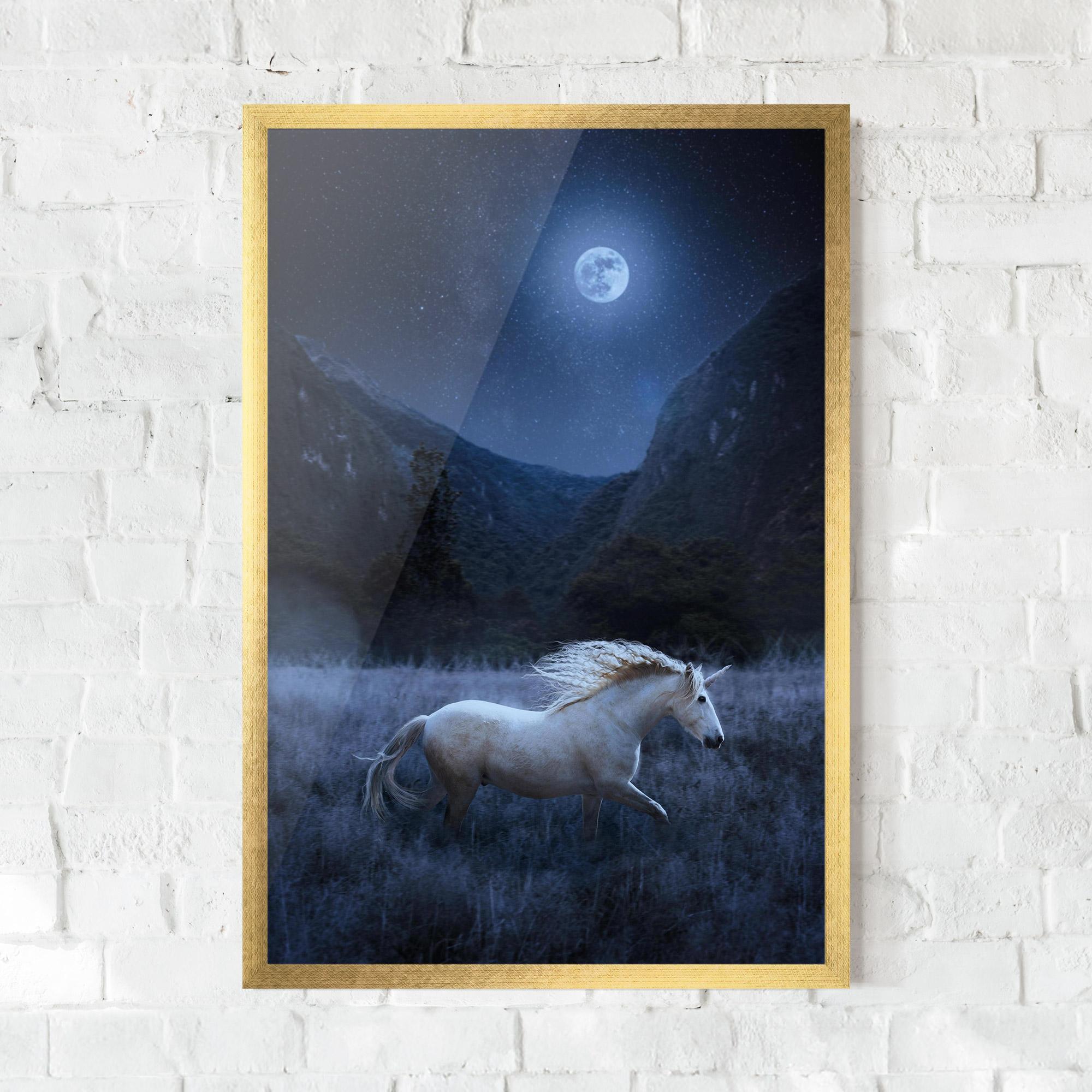 Keretezett Poszter Blue Moon Unicorn mockup 0