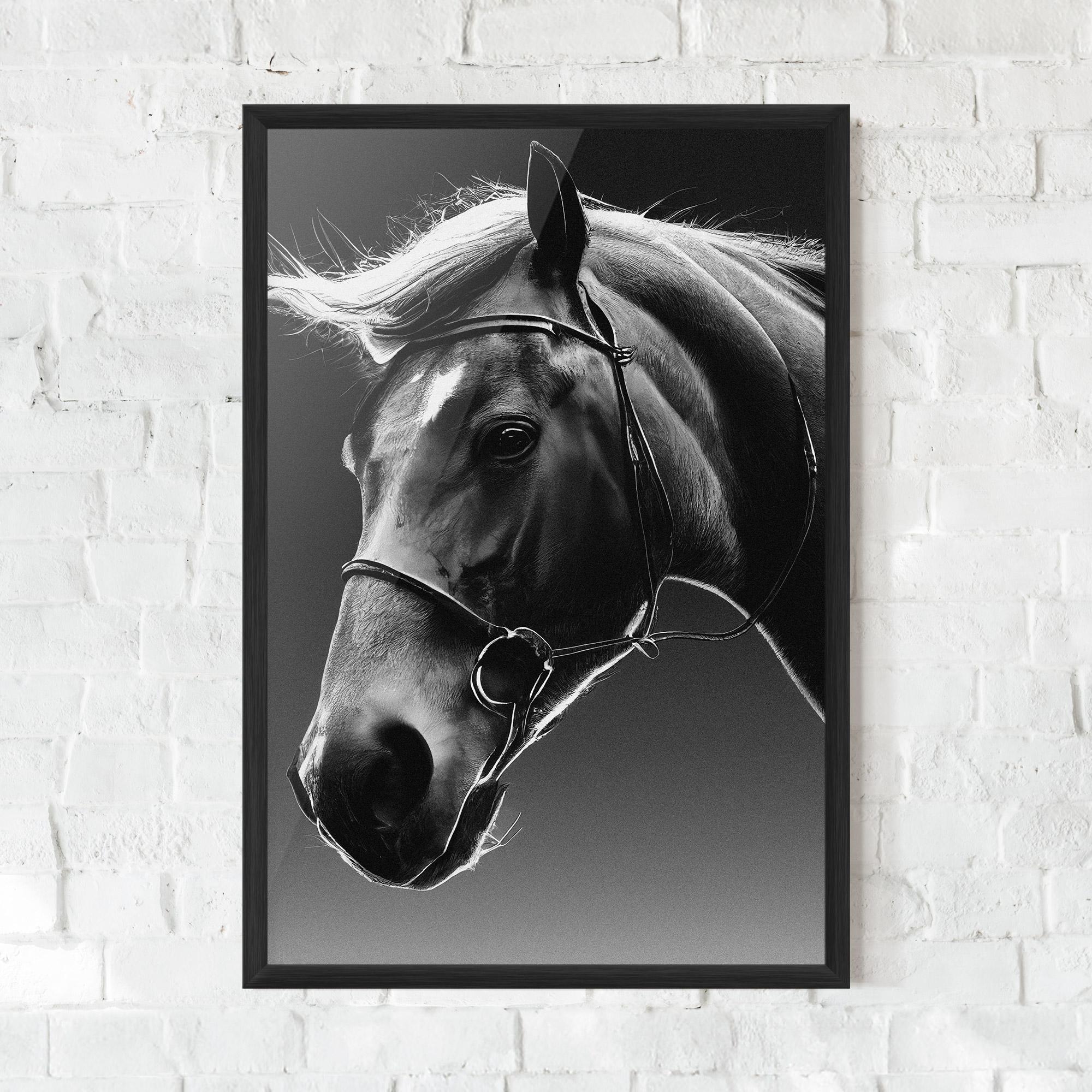 Keretezett Poszter Black Horse Profile mockup 0