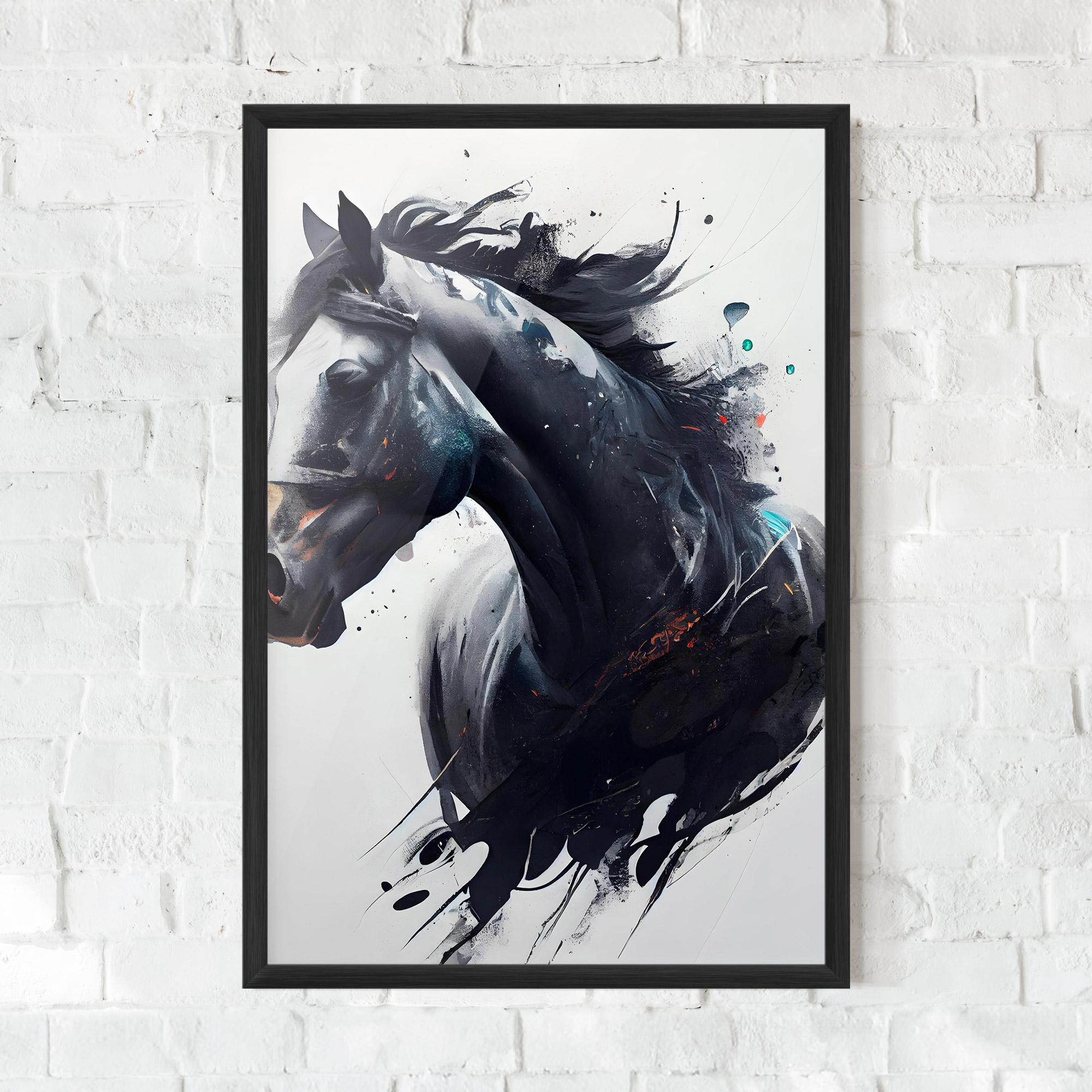 Keretezett Poszter Black Paint Horse mockup 0