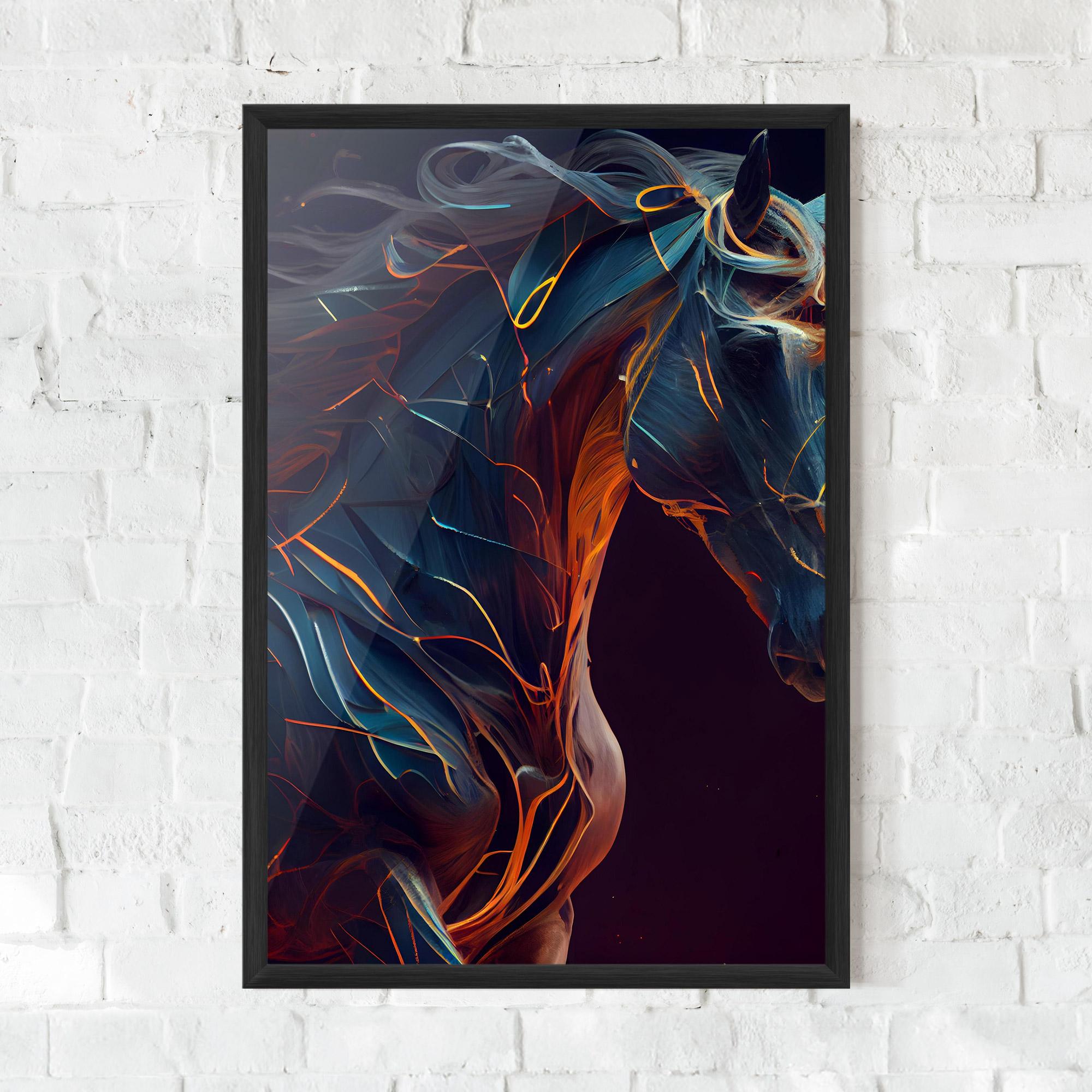 Keretezett Poszter Fire Lines Horse mockup 0