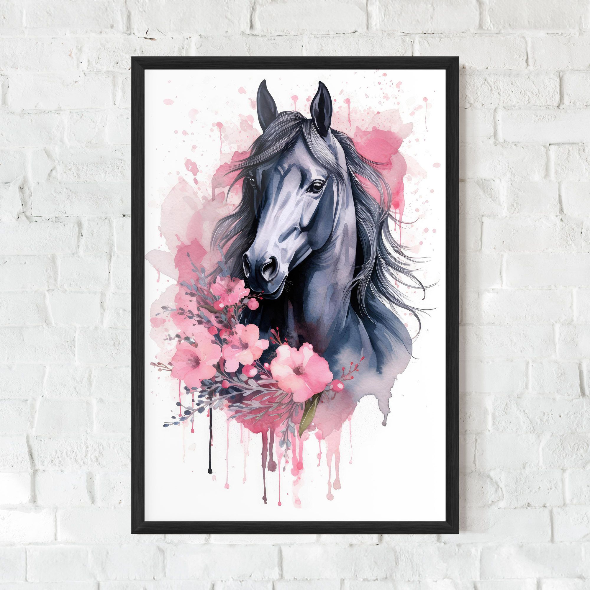 Pink Flowers Horse mockup 0