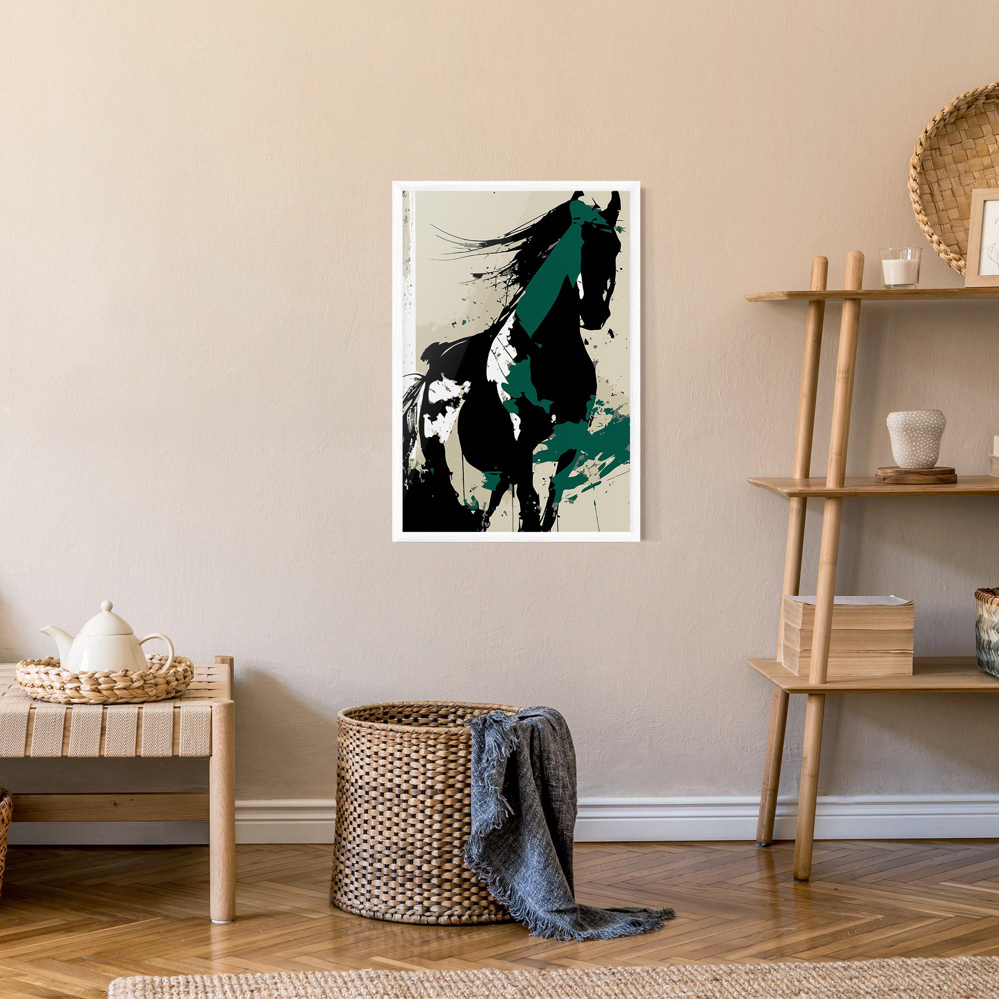 Keretezett Poszter Black Green Horse mockup 9