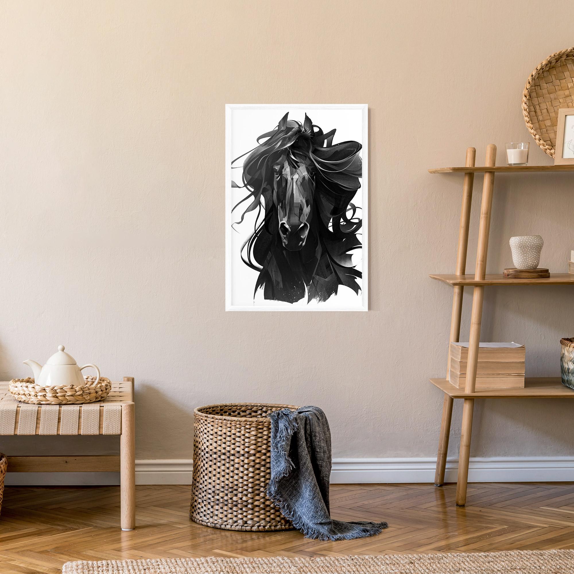 Keretezett Poszter Black Horse Portrait mockup 9