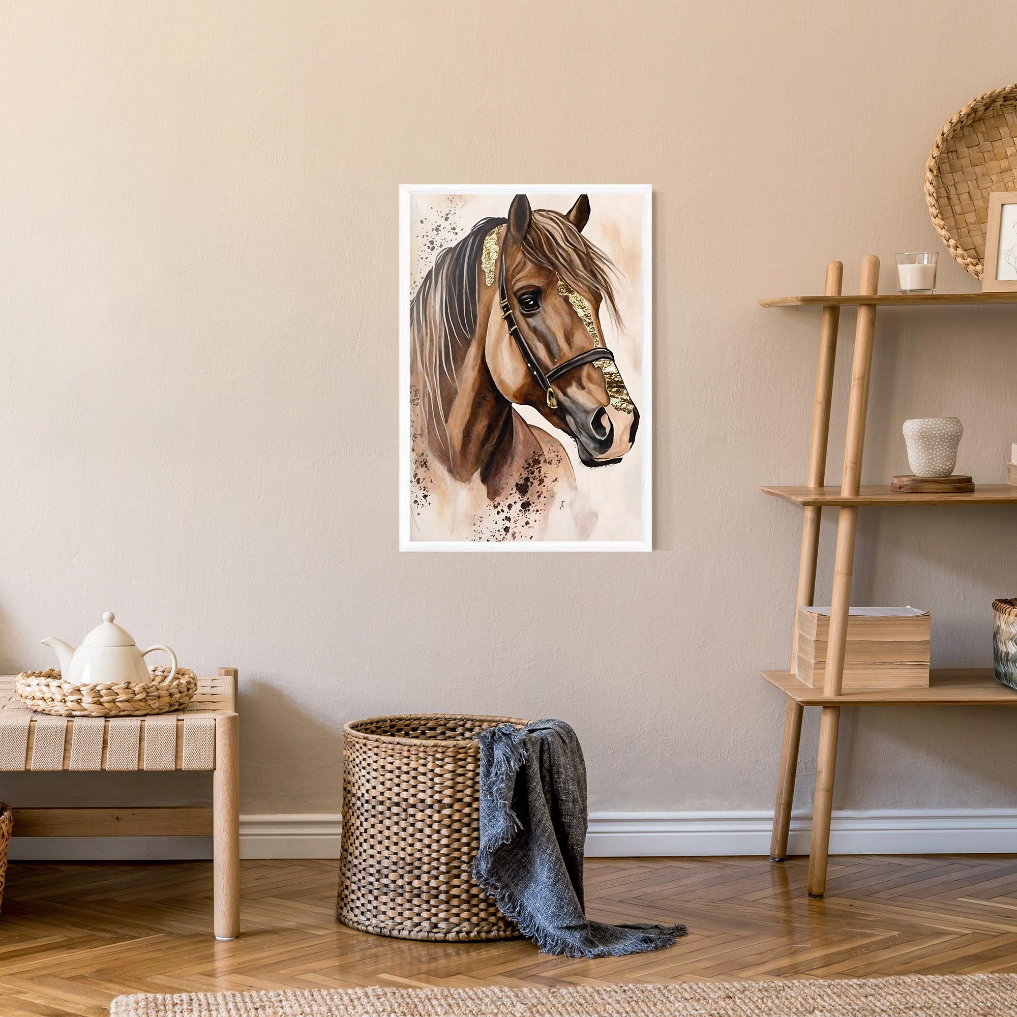 Keretezett Poszter Gold Horse Painting mockup 9