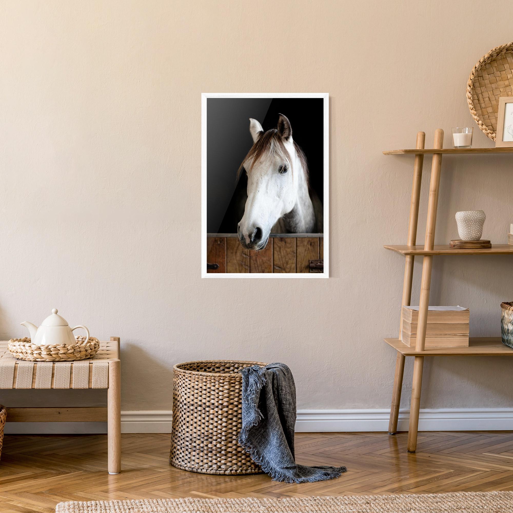 Keretezett Poszter Grey Horse Head mockup 9