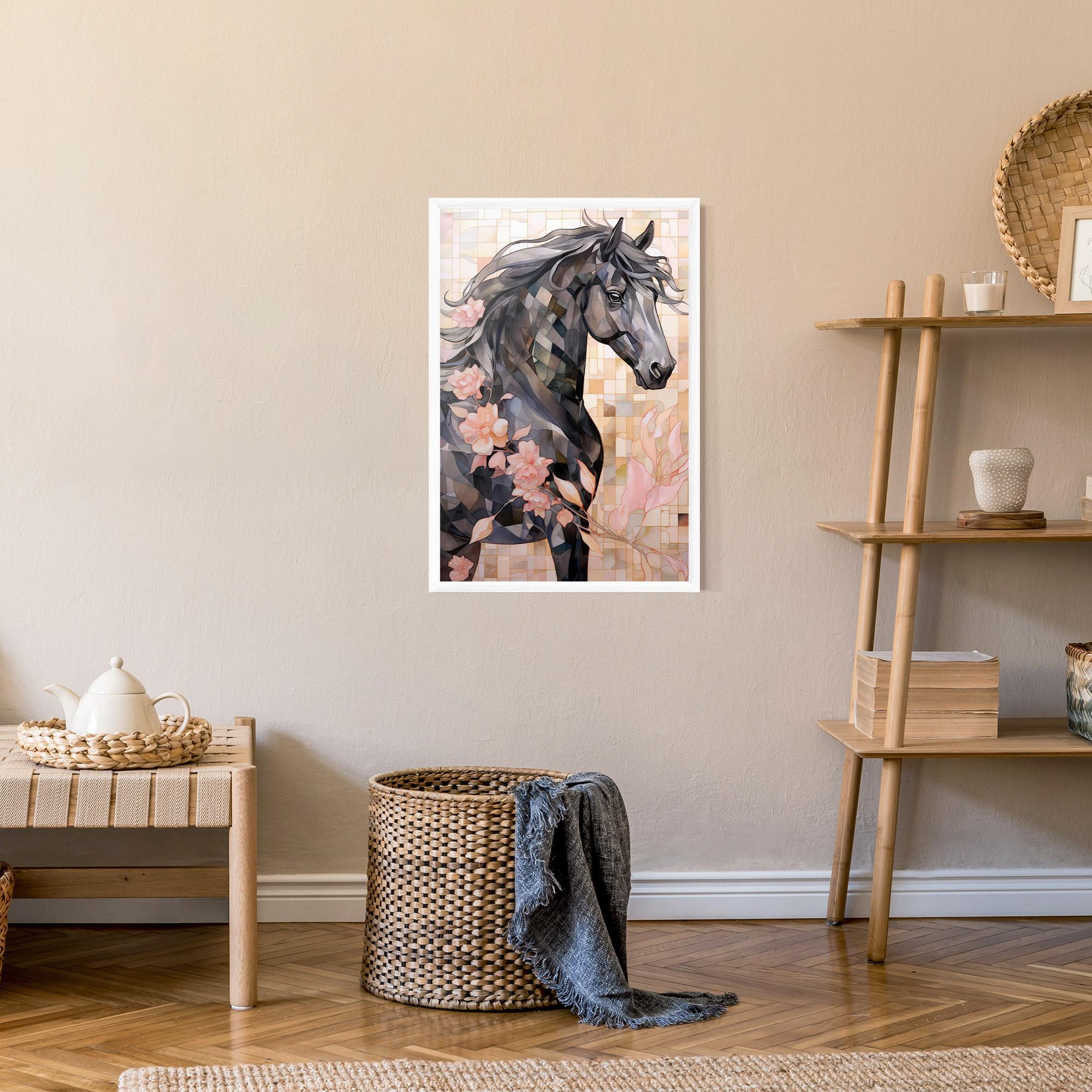 Keretezett Poszter Mosaic Painting Horse mockup 9