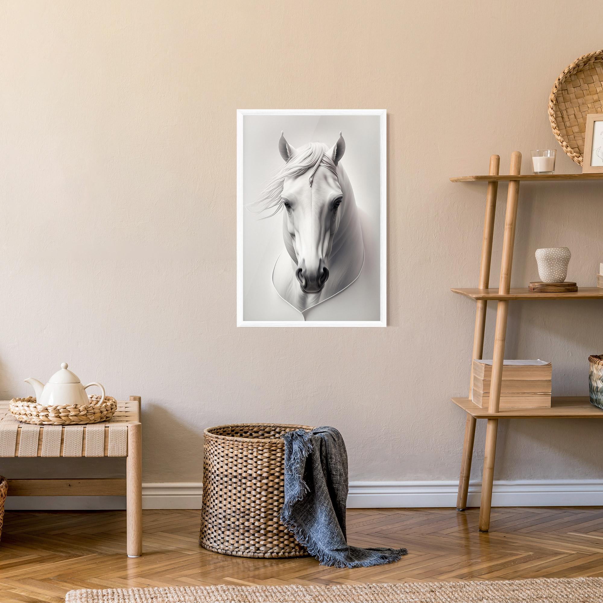 Keretezett Poszter White Horse Portrait mockup 9