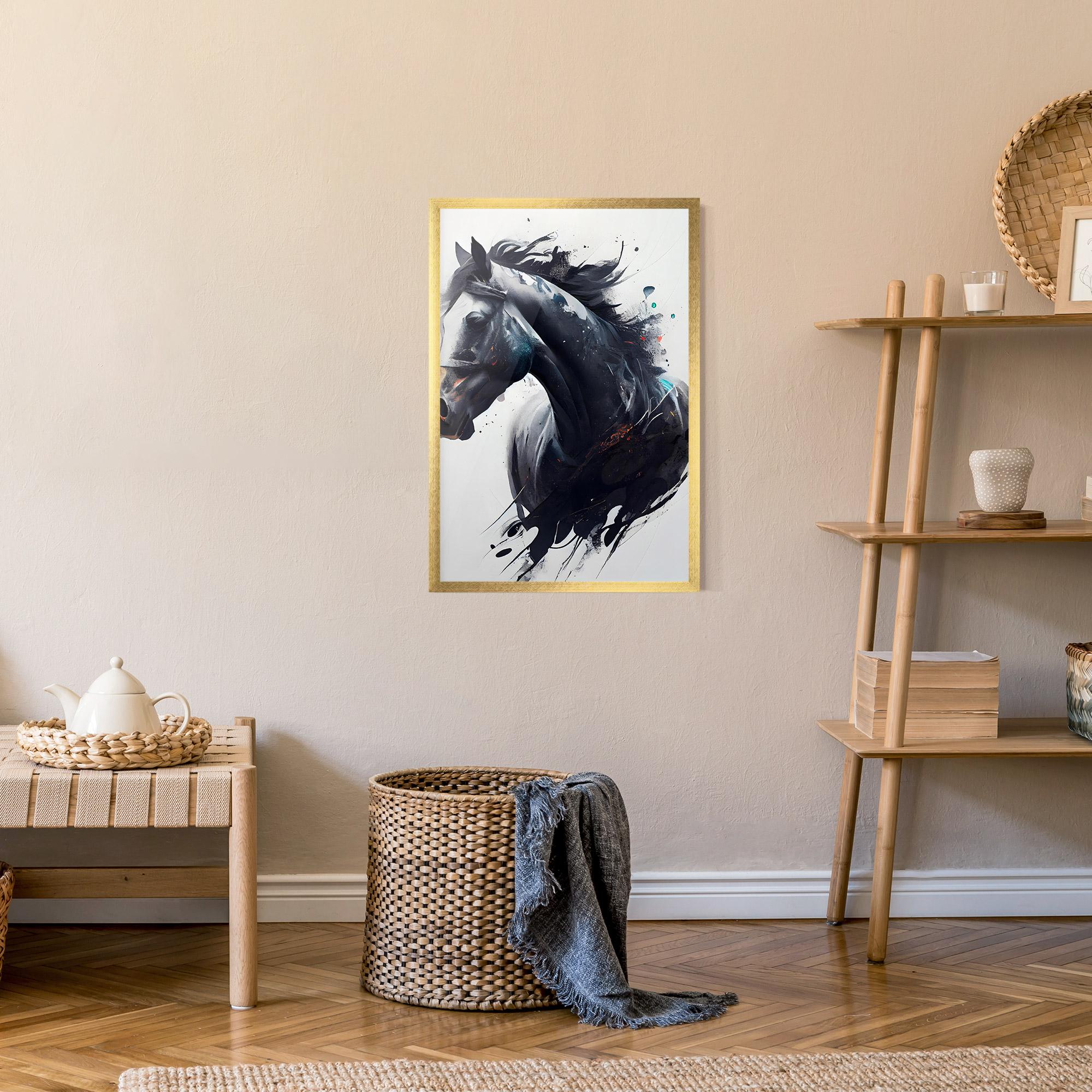 Keretezett Poszter Black Paint Horse mockup 9