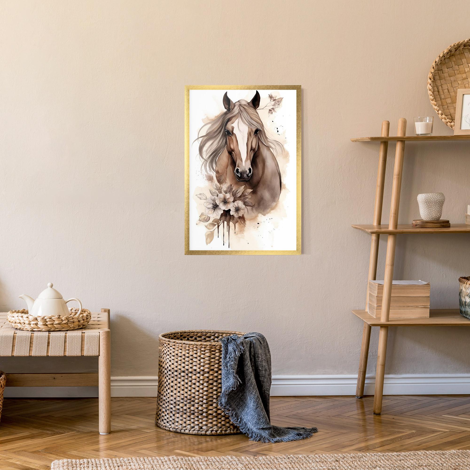 Keretezett Poszter Flower Brown Horse mockup 9