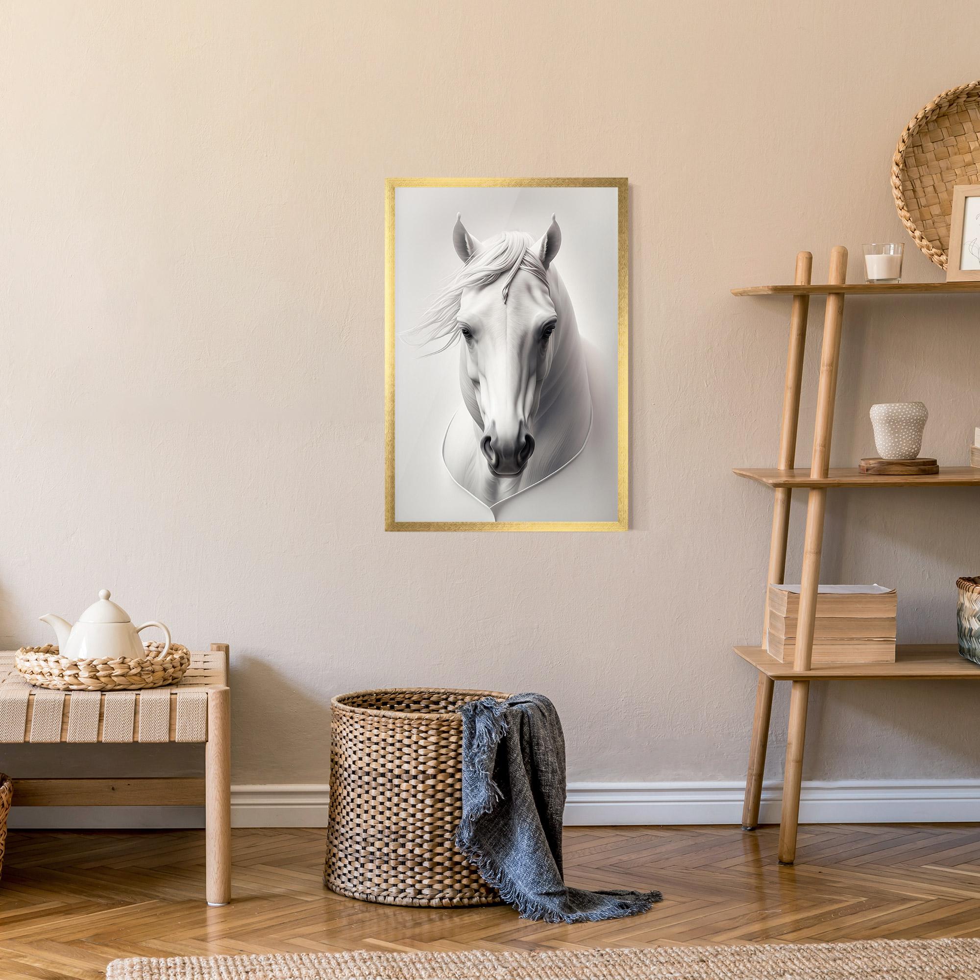 Keretezett Poszter White Horse Portrait mockup 9