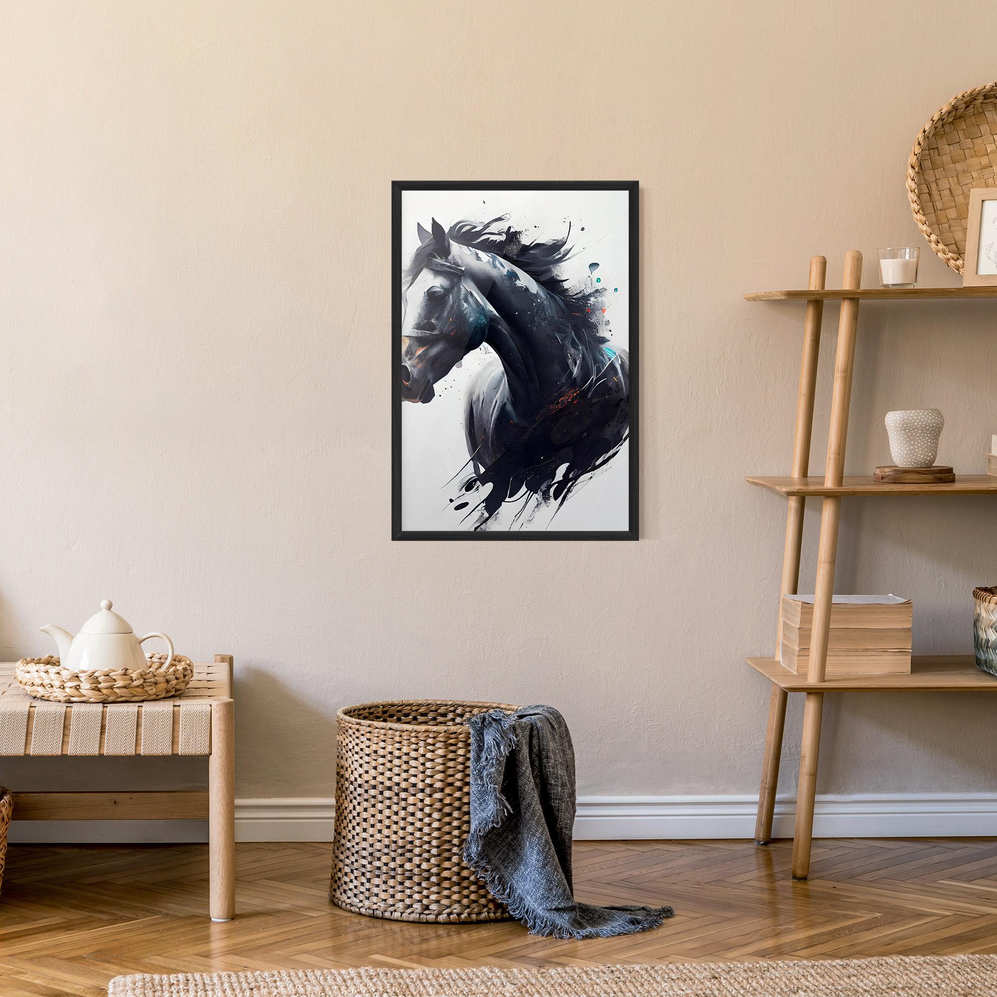 Keretezett Poszter Black Paint Horse mockup 9