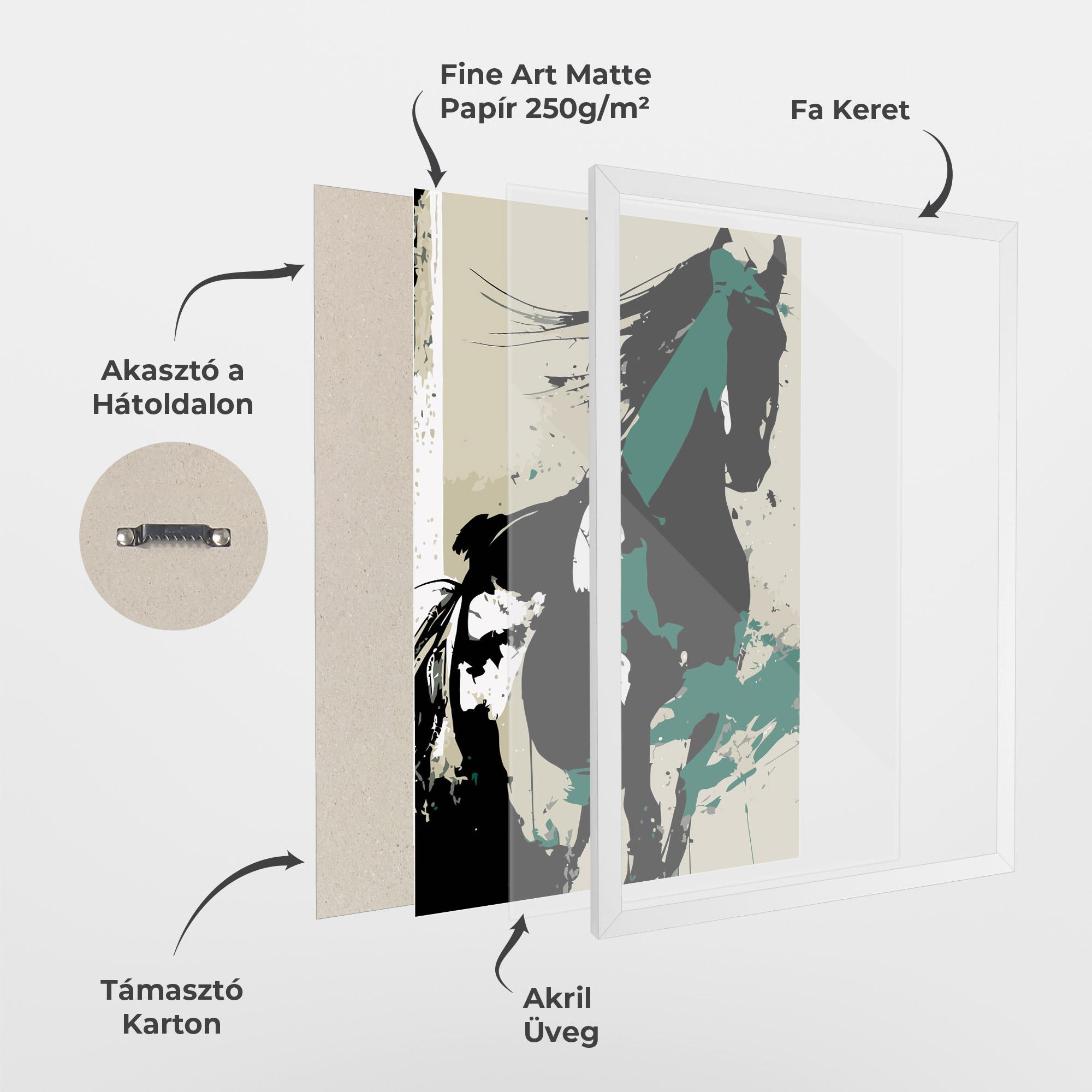 Keretezett Poszter Black Green Horse mockup 1